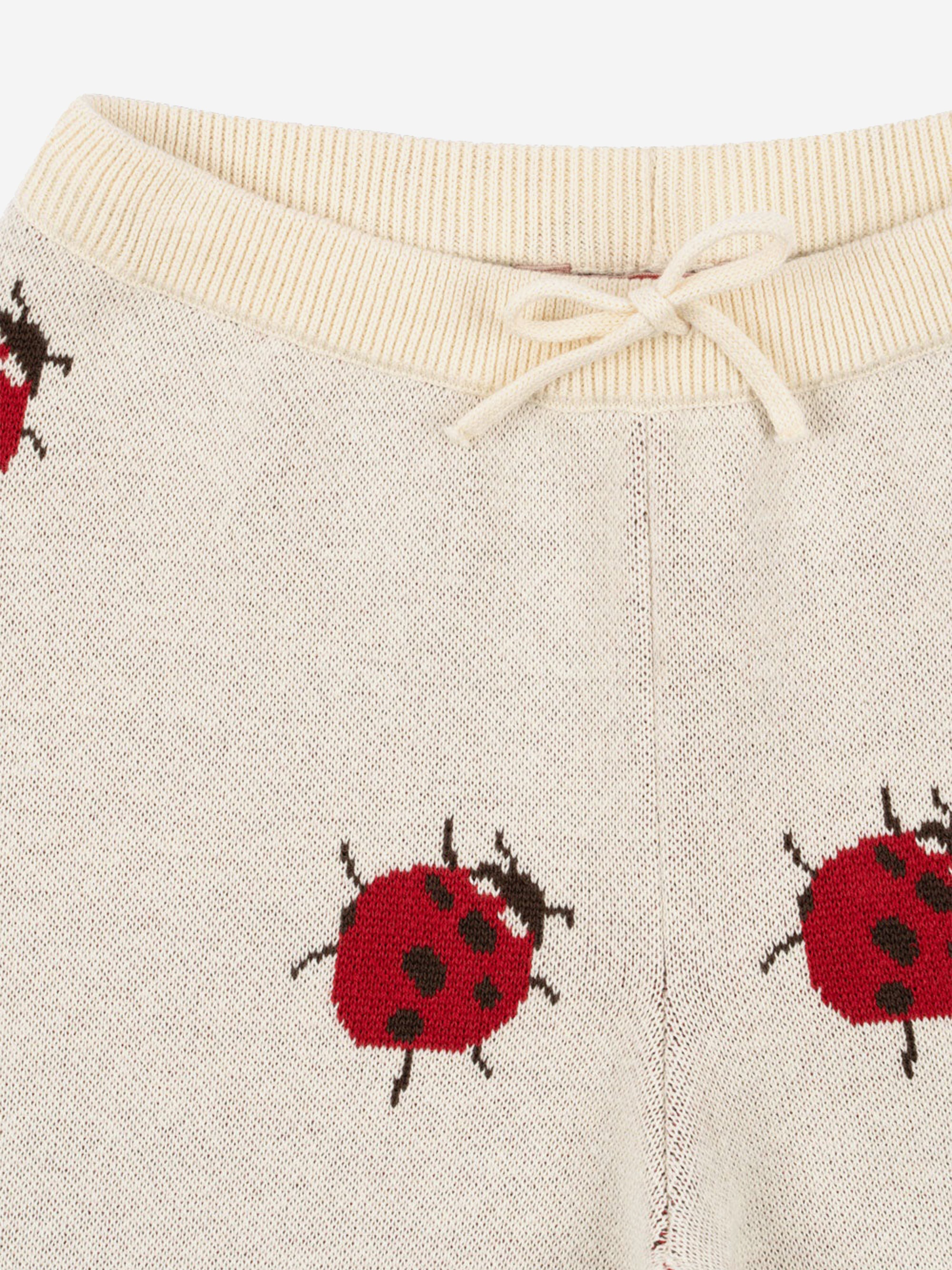 Girls Lapis Ladybug Knit Pants in Ivory