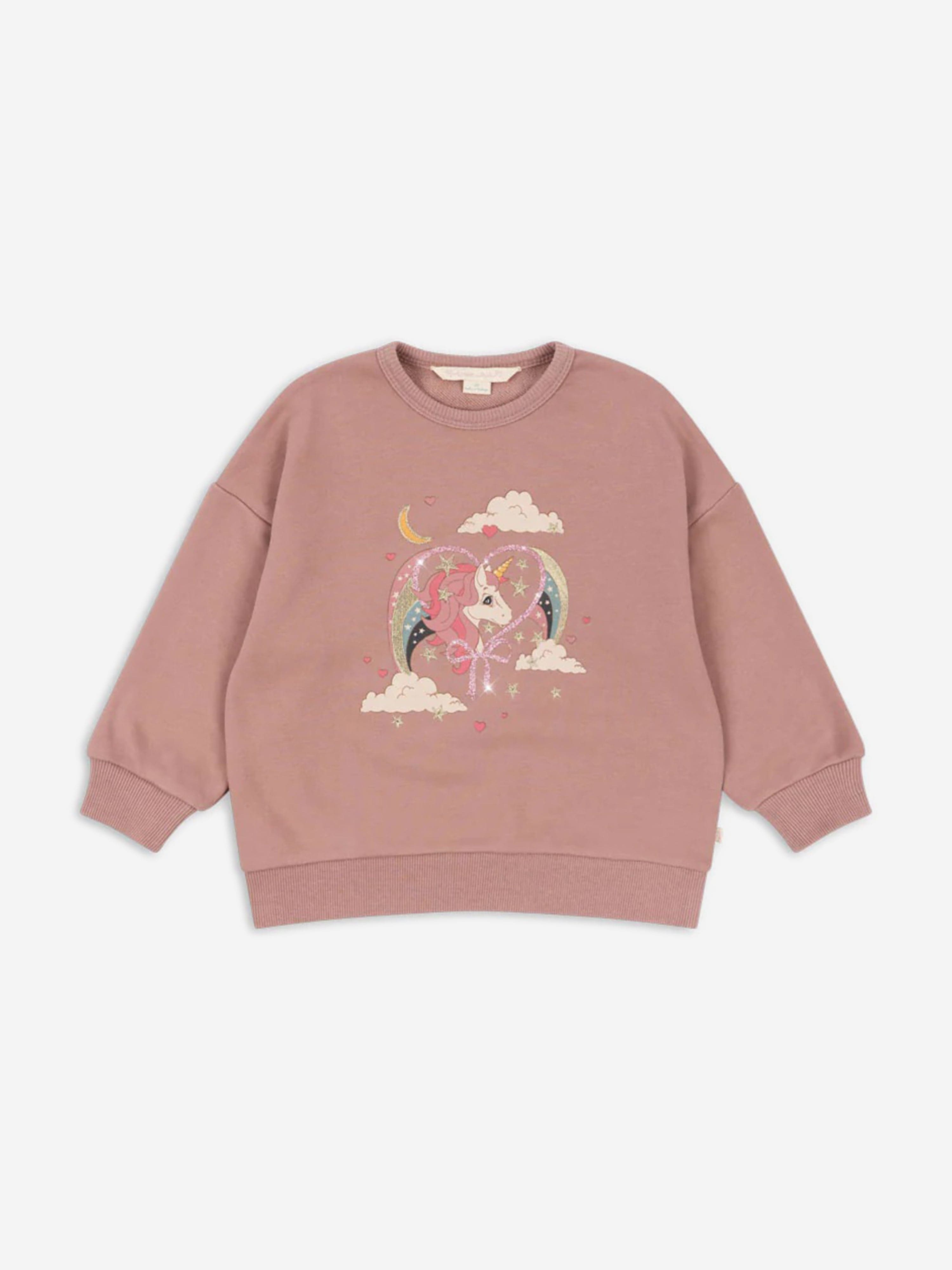 Girls Lou Glitter Sweatshirt in Pink