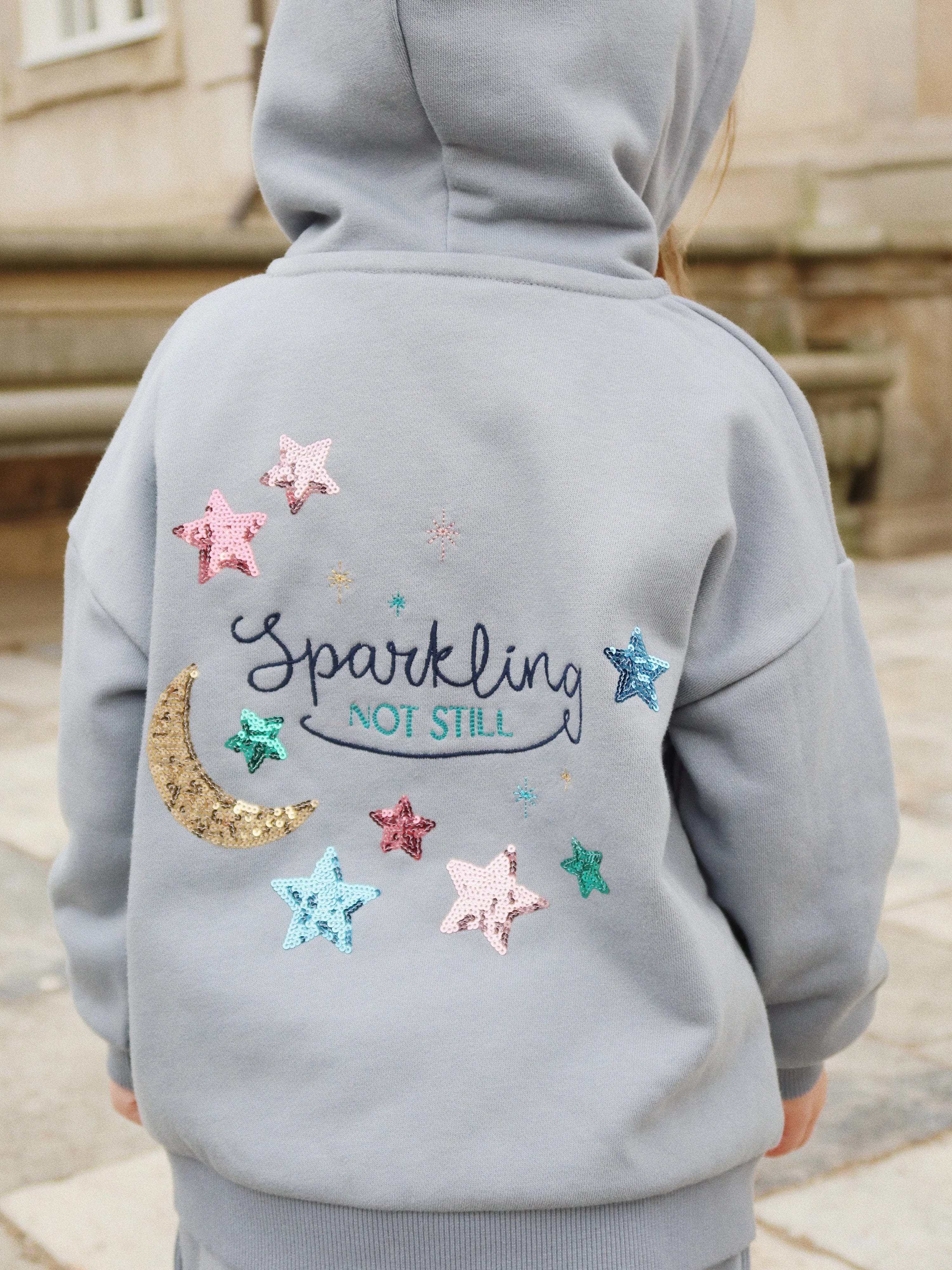 Girls Lou Sequins Hoodie in Blue