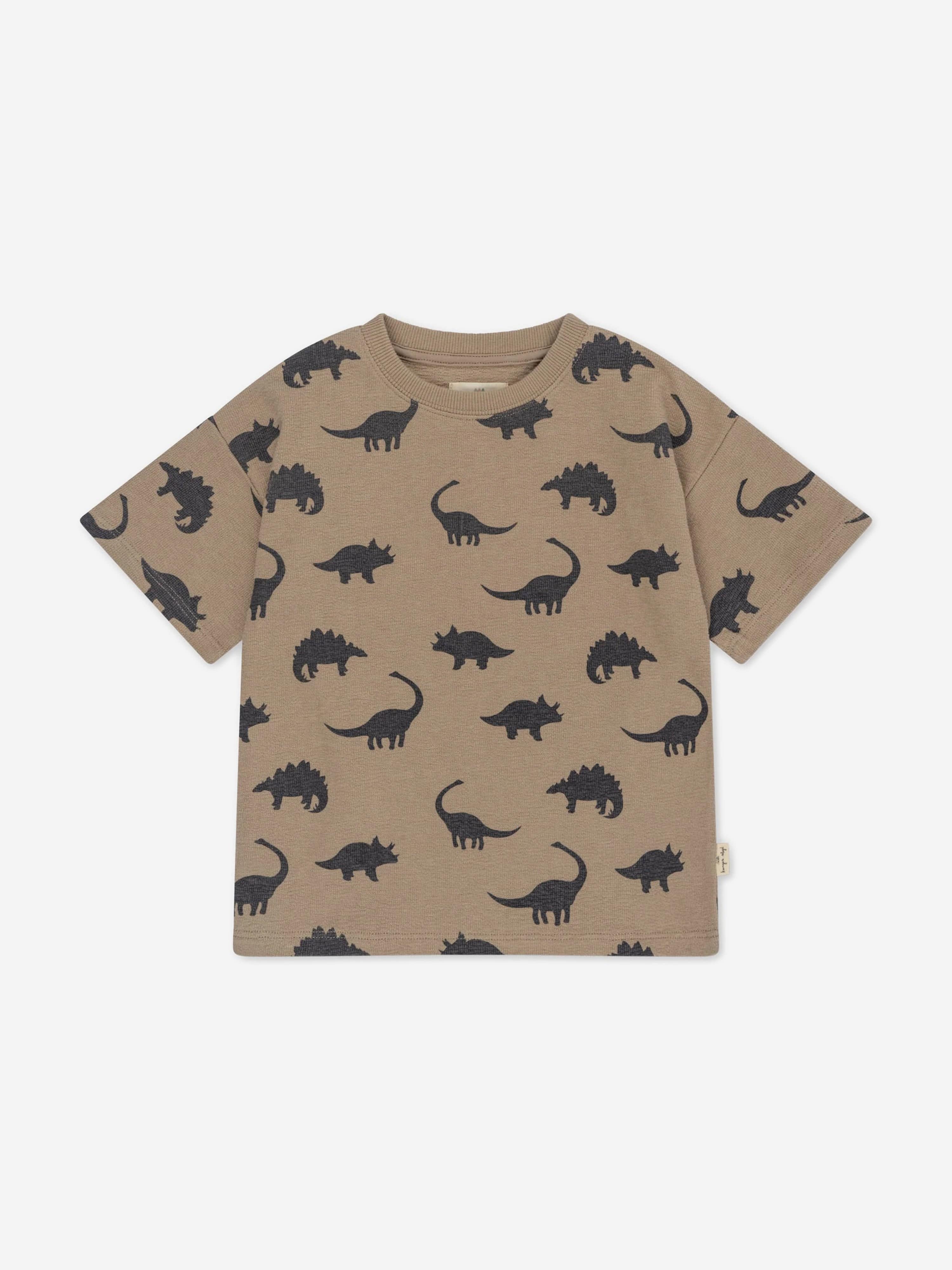 Konges Sløjd Boys Obi Dino T-Shirt in Beige