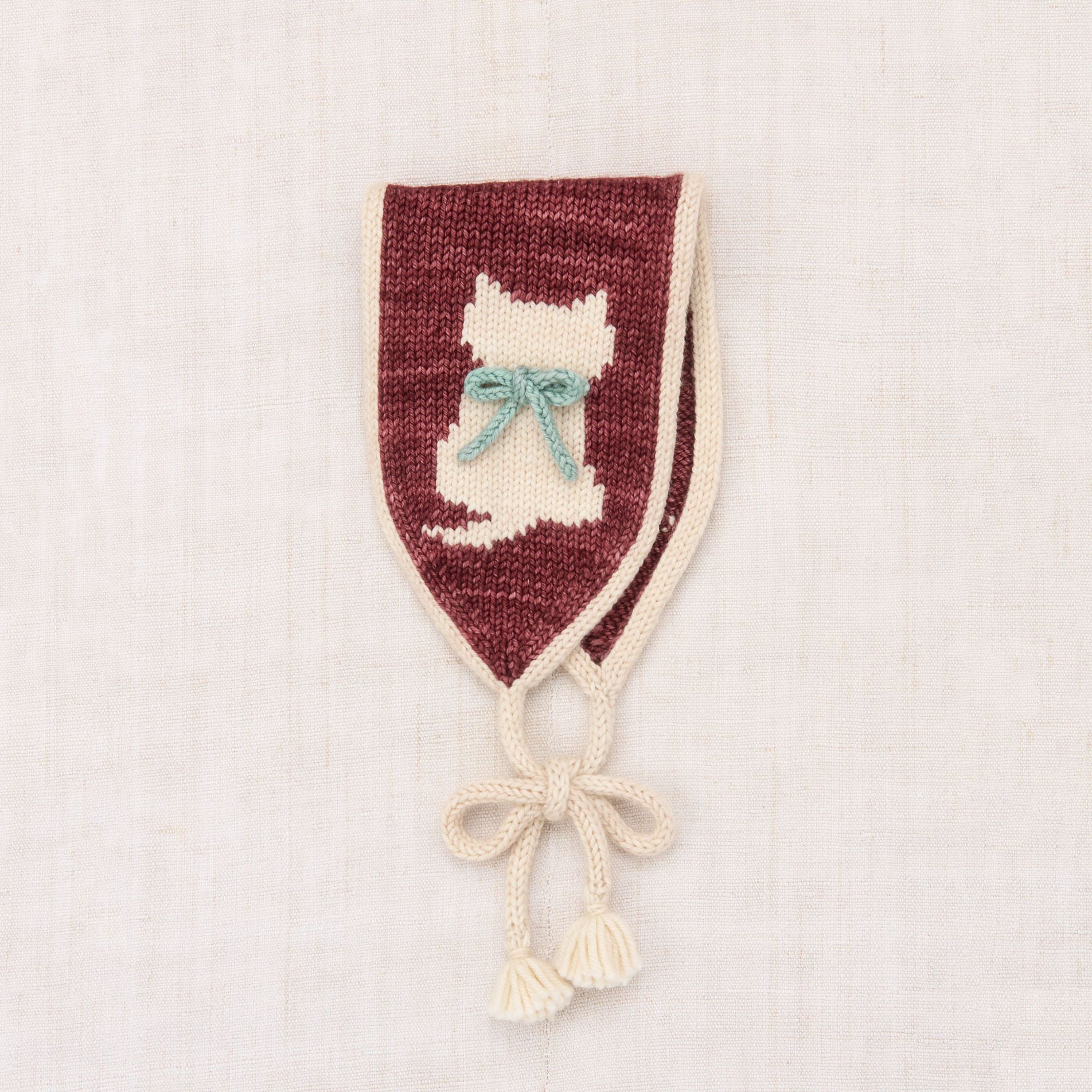 Girls Brick Red Cat Knit Headwarmer