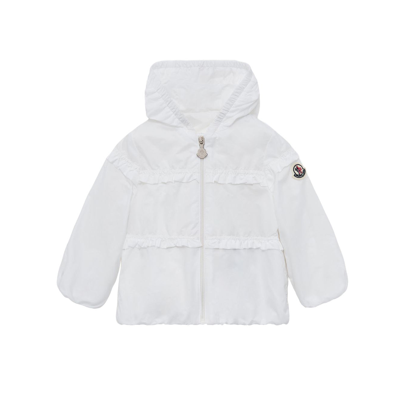 Baby Girls White Hooded Zip-Up Jacket