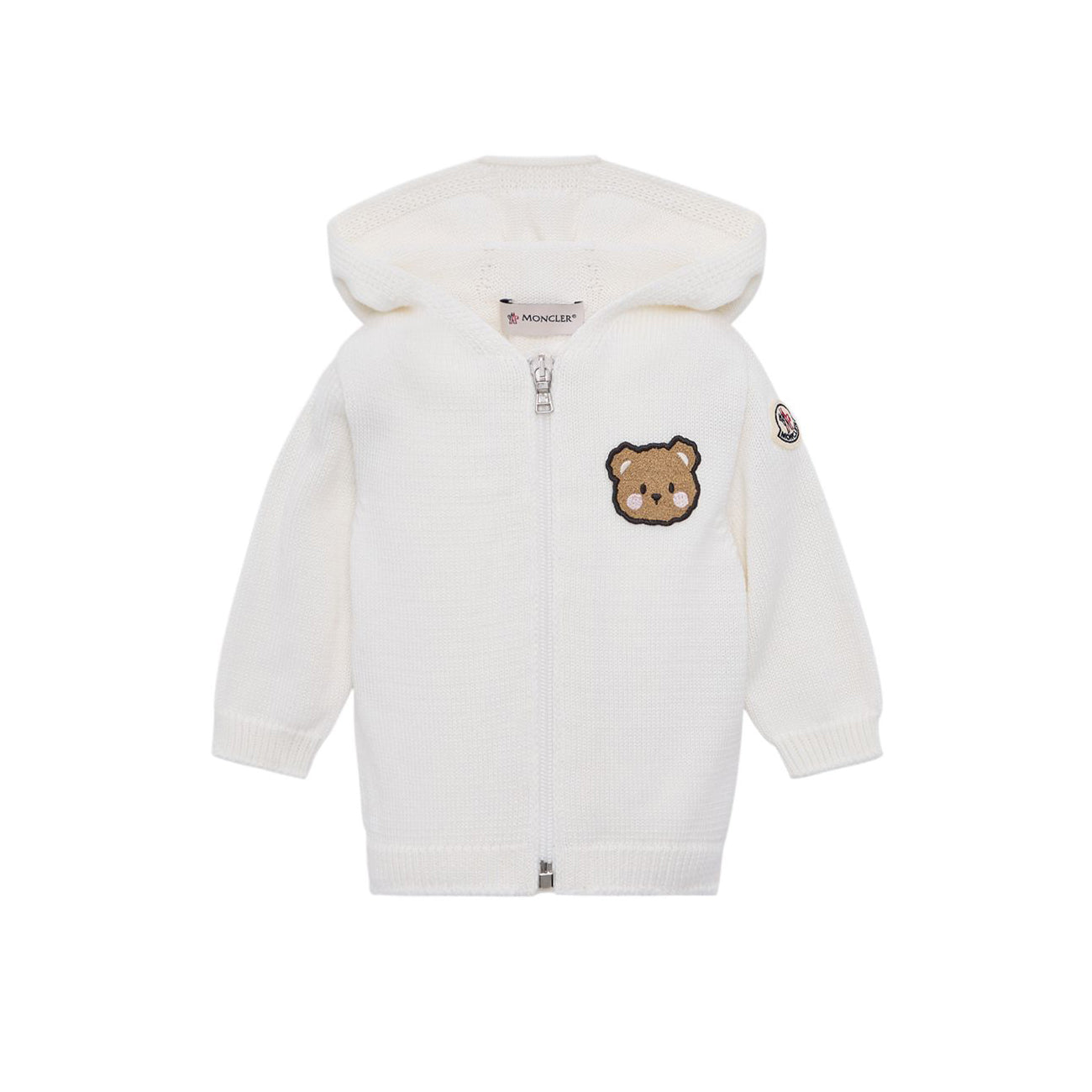 Baby Boys & Girls White Hooded Cotton Knit Cardigan