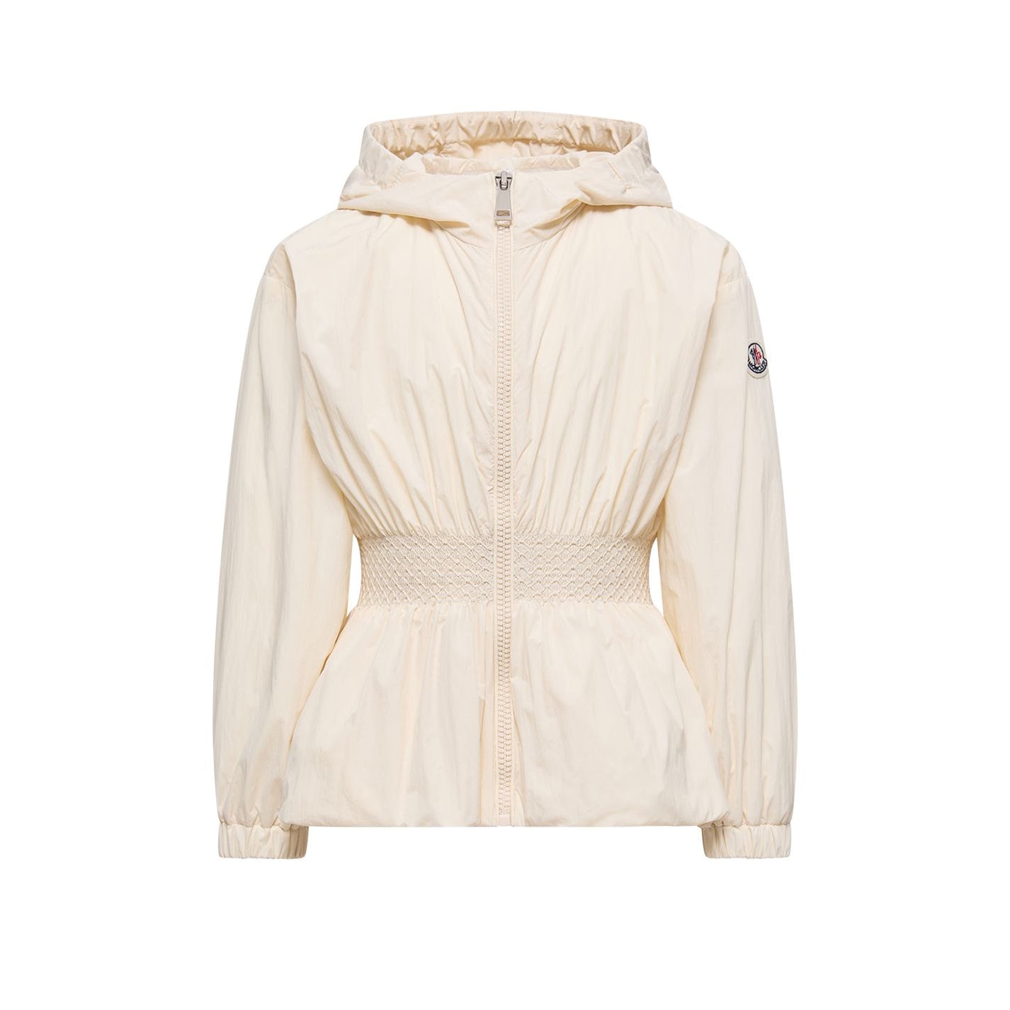 Girls Cream Hooded Zip-Up Jacket