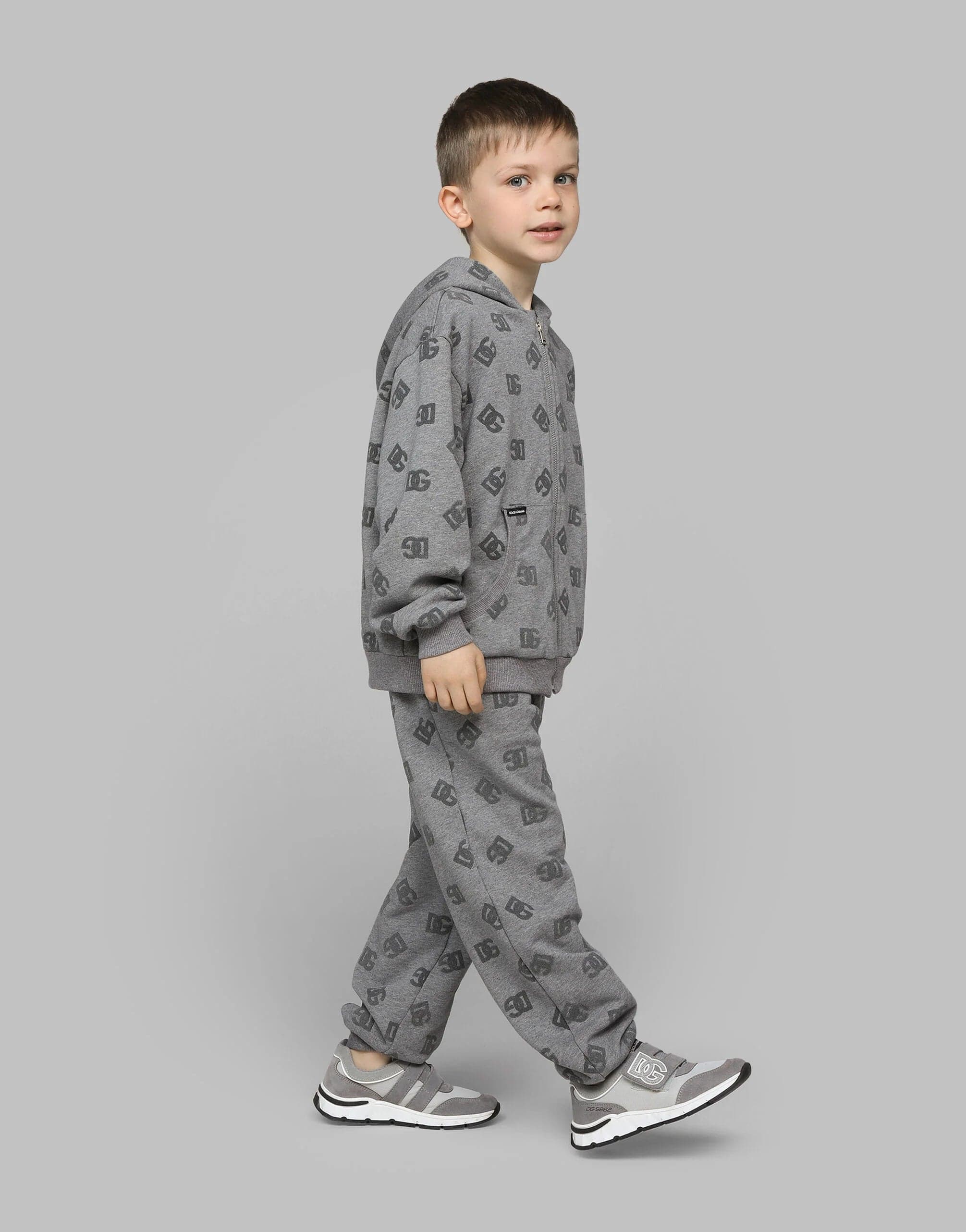 Dolce & Gabbana Boys DG Logo Zip Up Top in Grey