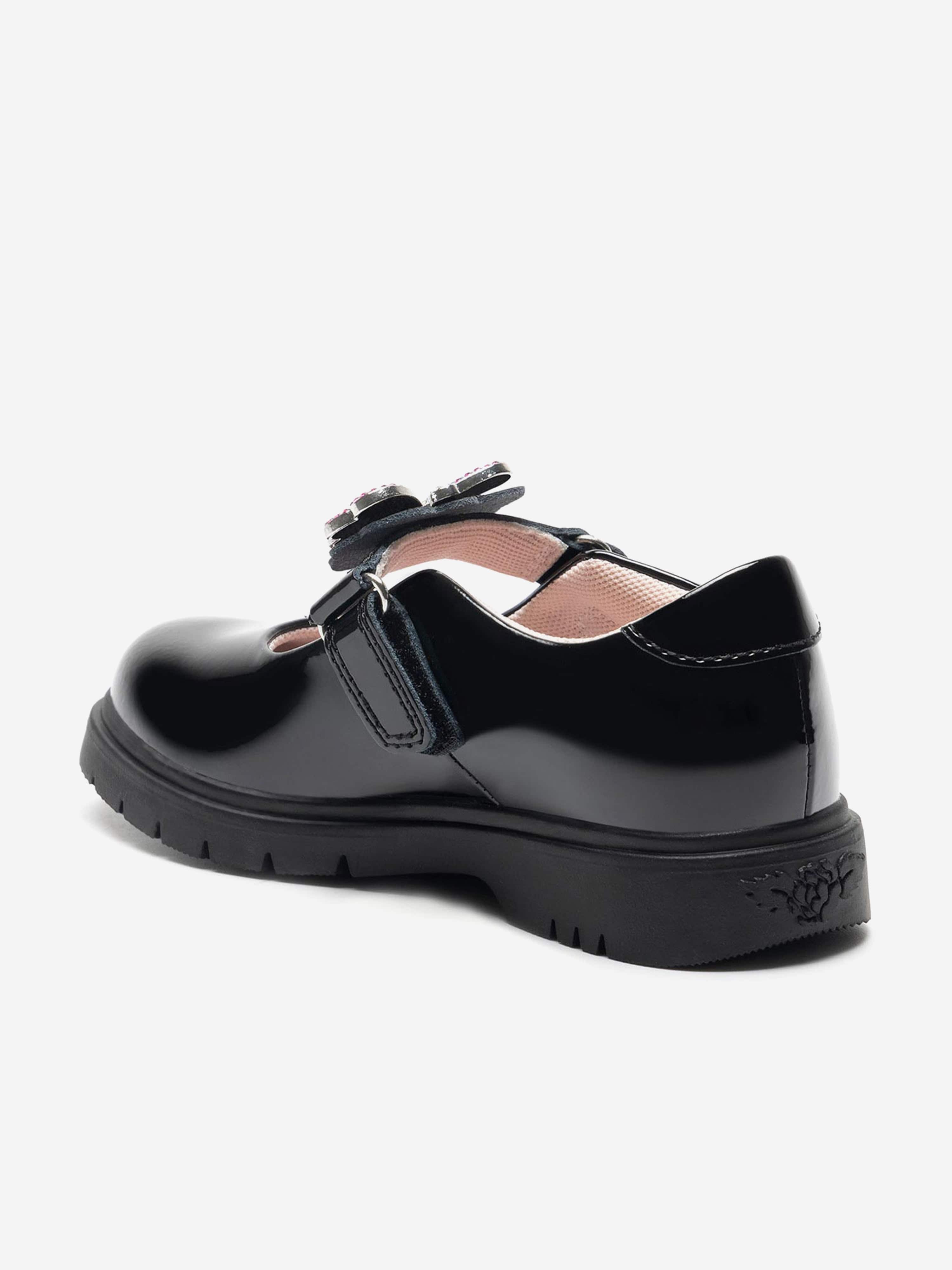 Girls Luna 3 Patent Leather Bar Shoes in Black