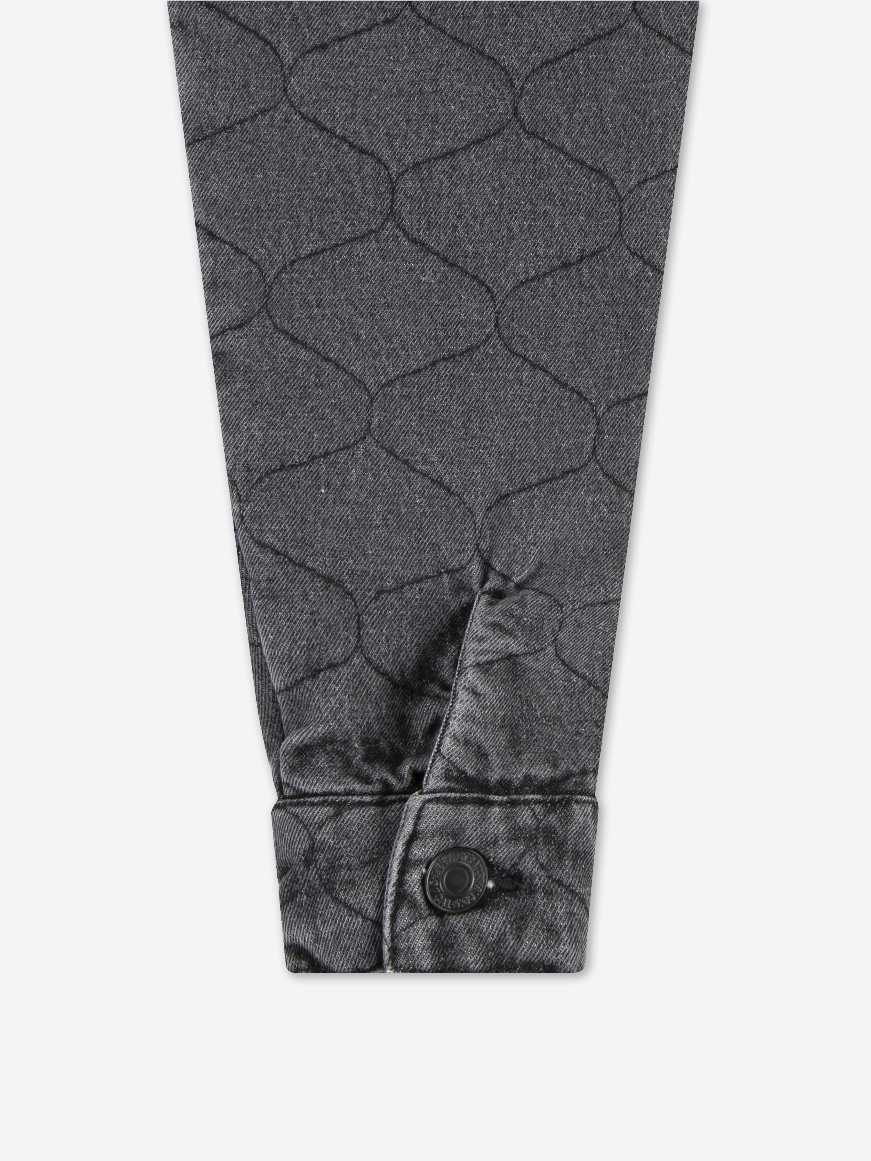 Girls Quilted Trucker Jacket in Black