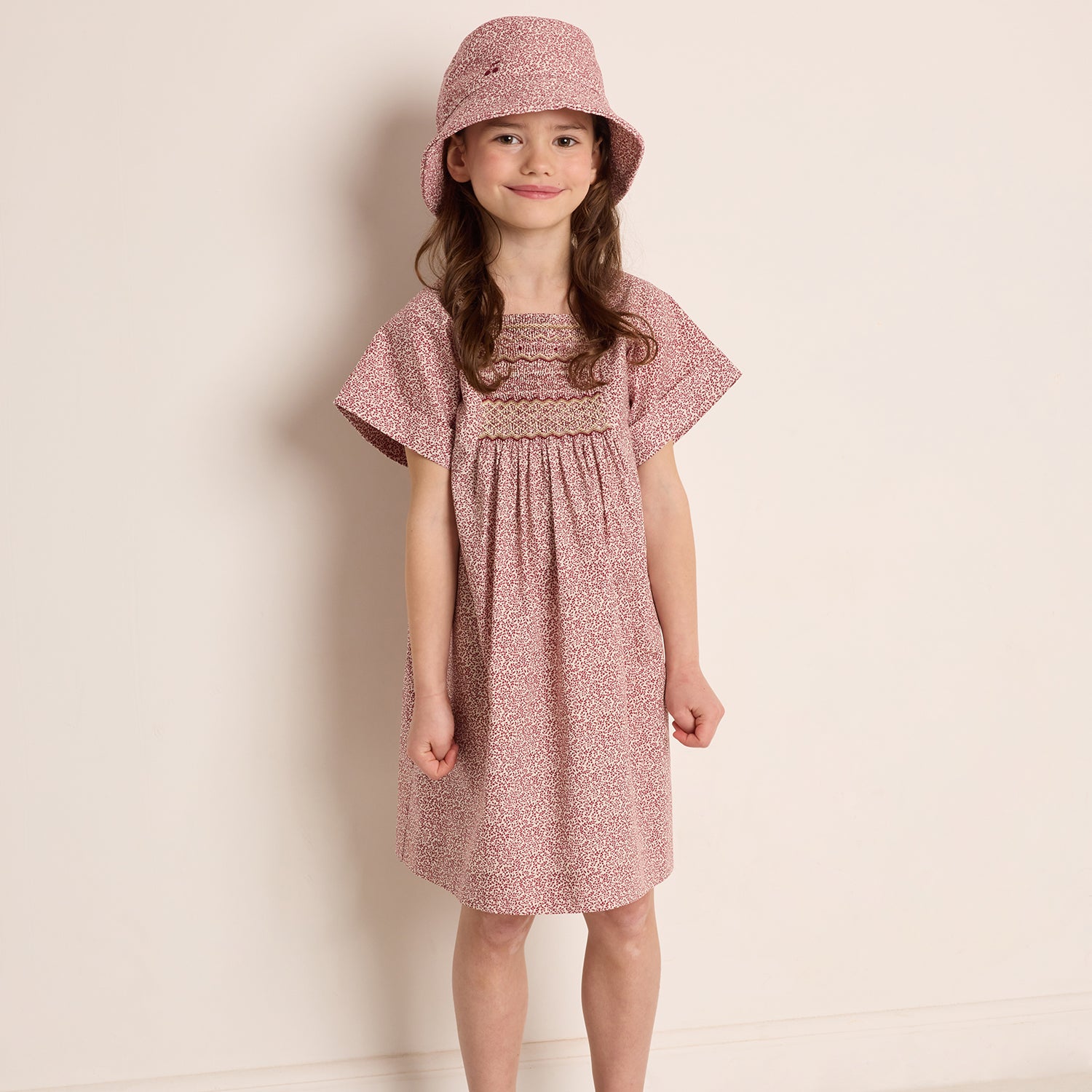 Girls Red Floral Bucket Hat