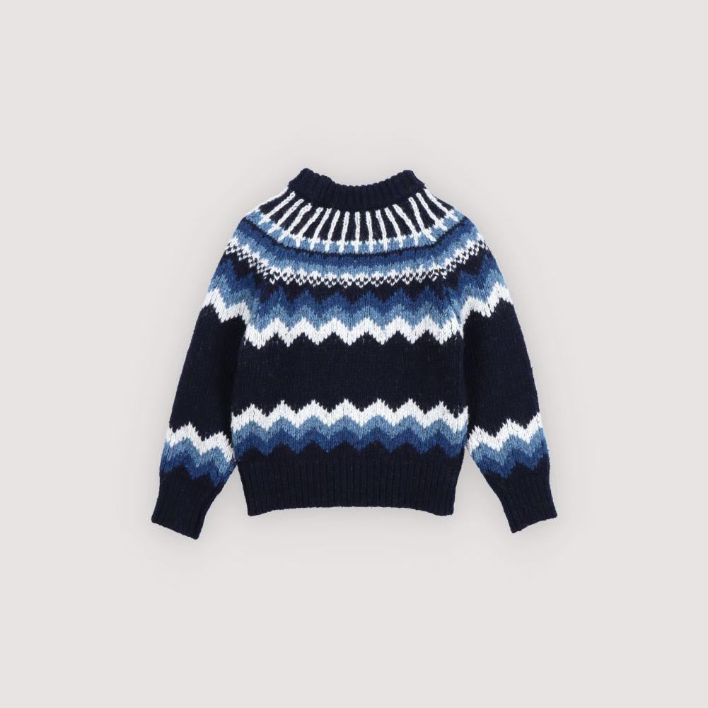 Boys & Girls Navy Jacquard Wool Sweater