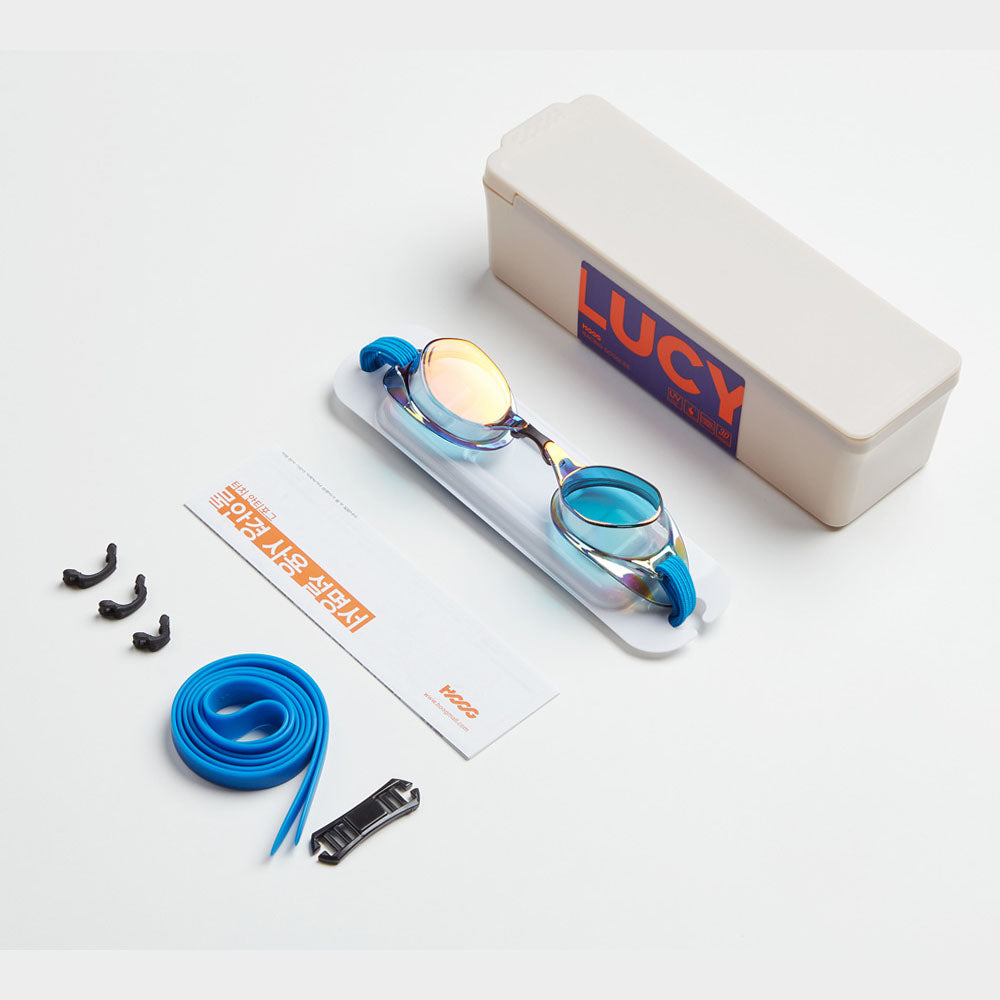 Adult Blue No Rubber Ring Racing Goggles(LUCY_BKRD)