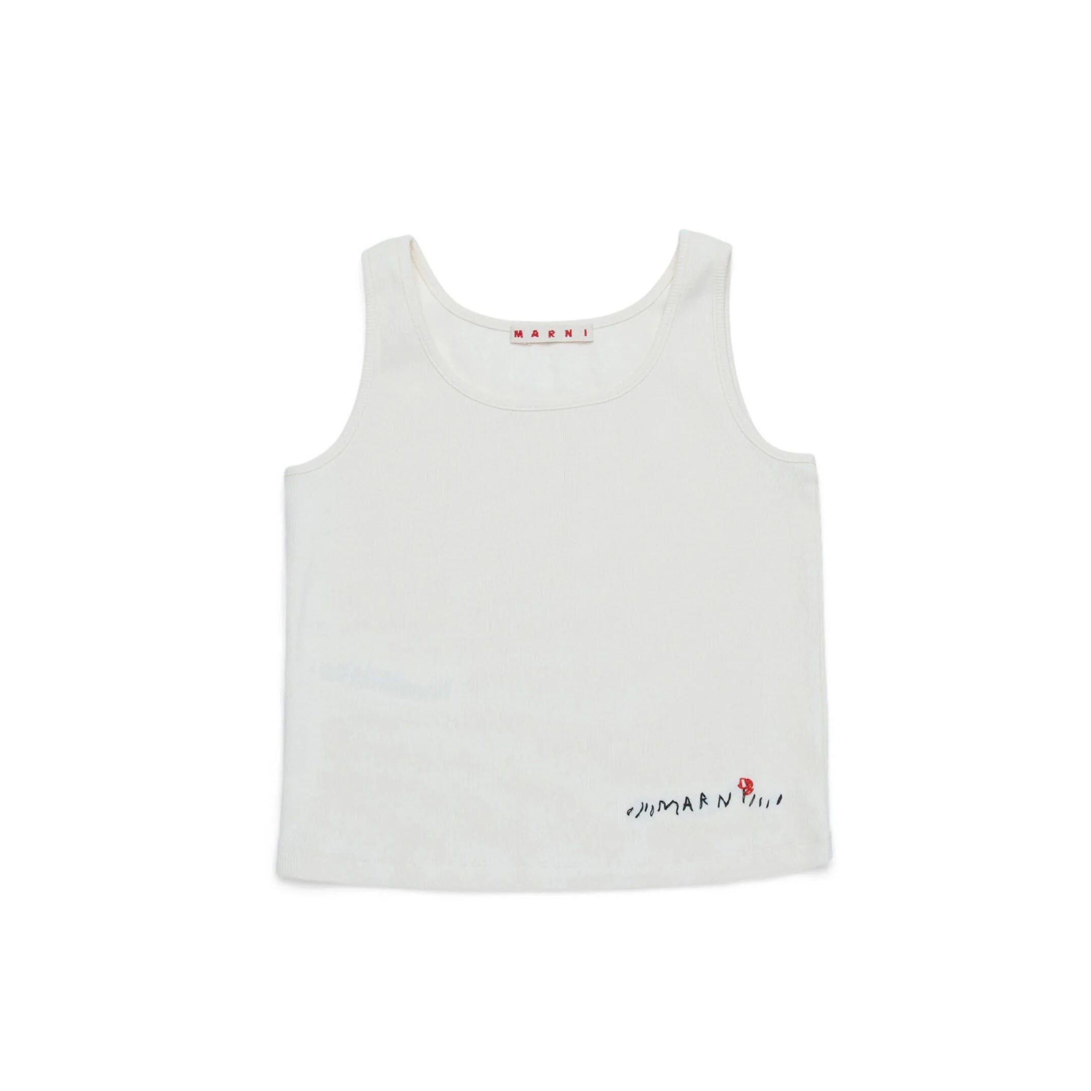 Girls White Logo Cotton Vest