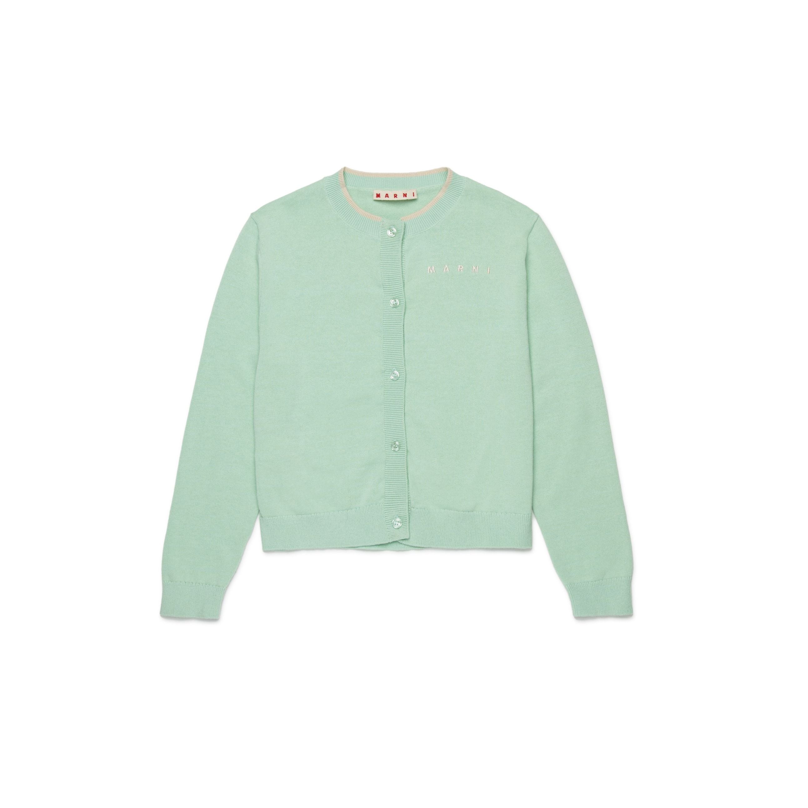 Girls Light Green Cotton Knit Cardigan