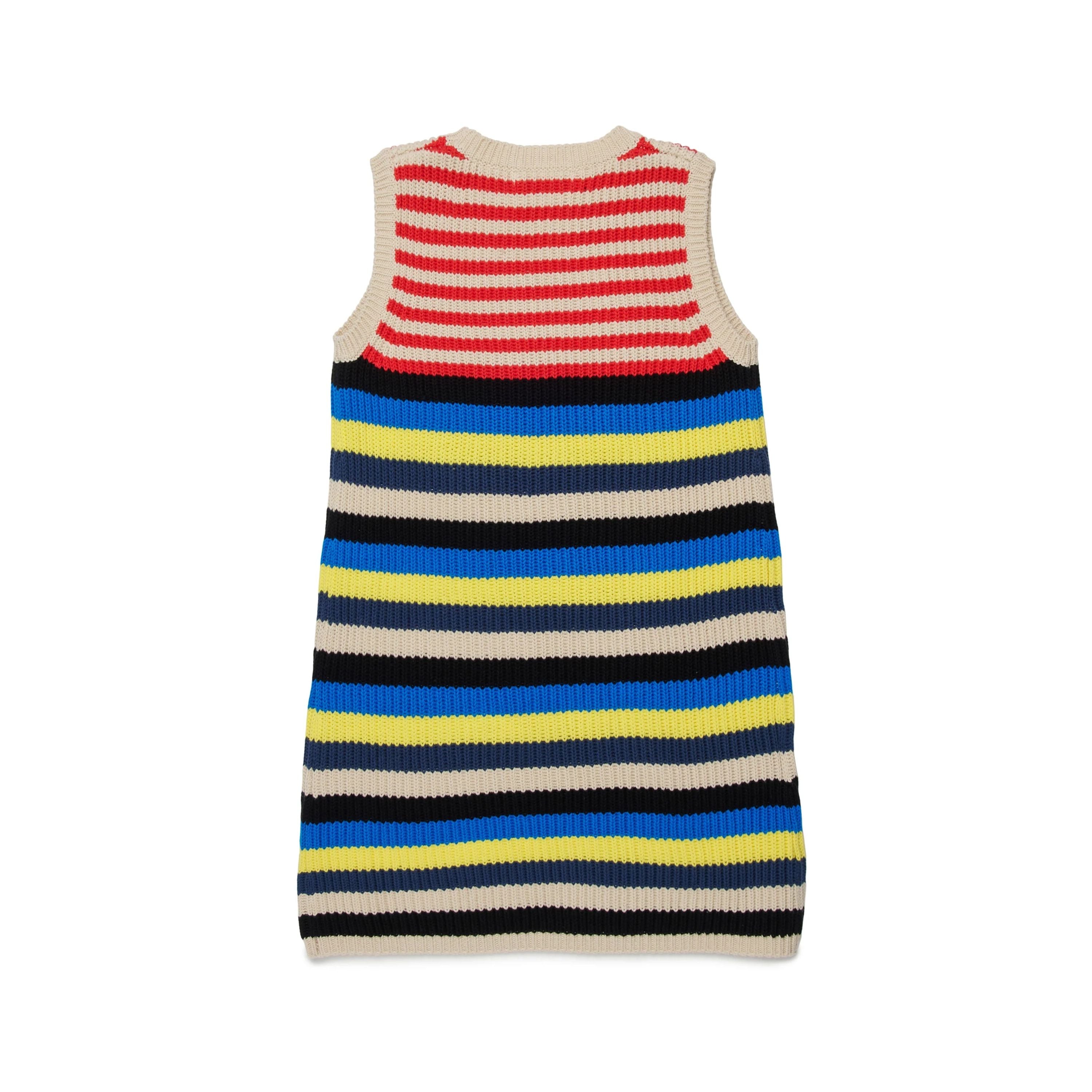 Girls Multicolor Stripes Cotton Knit Dress