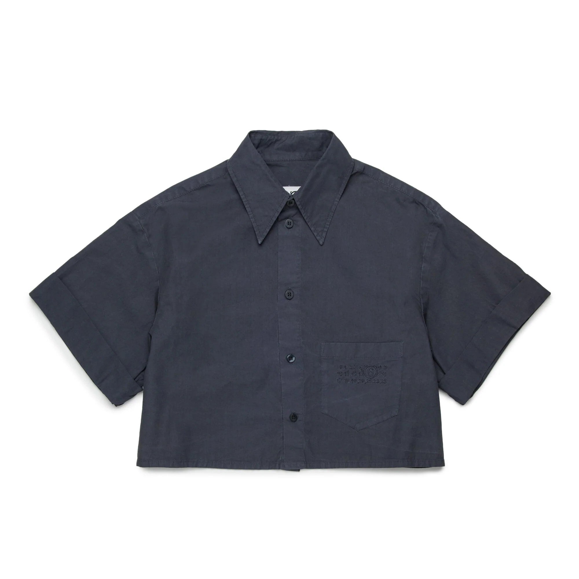 Girls Grey Embroidered Cotton Shirt