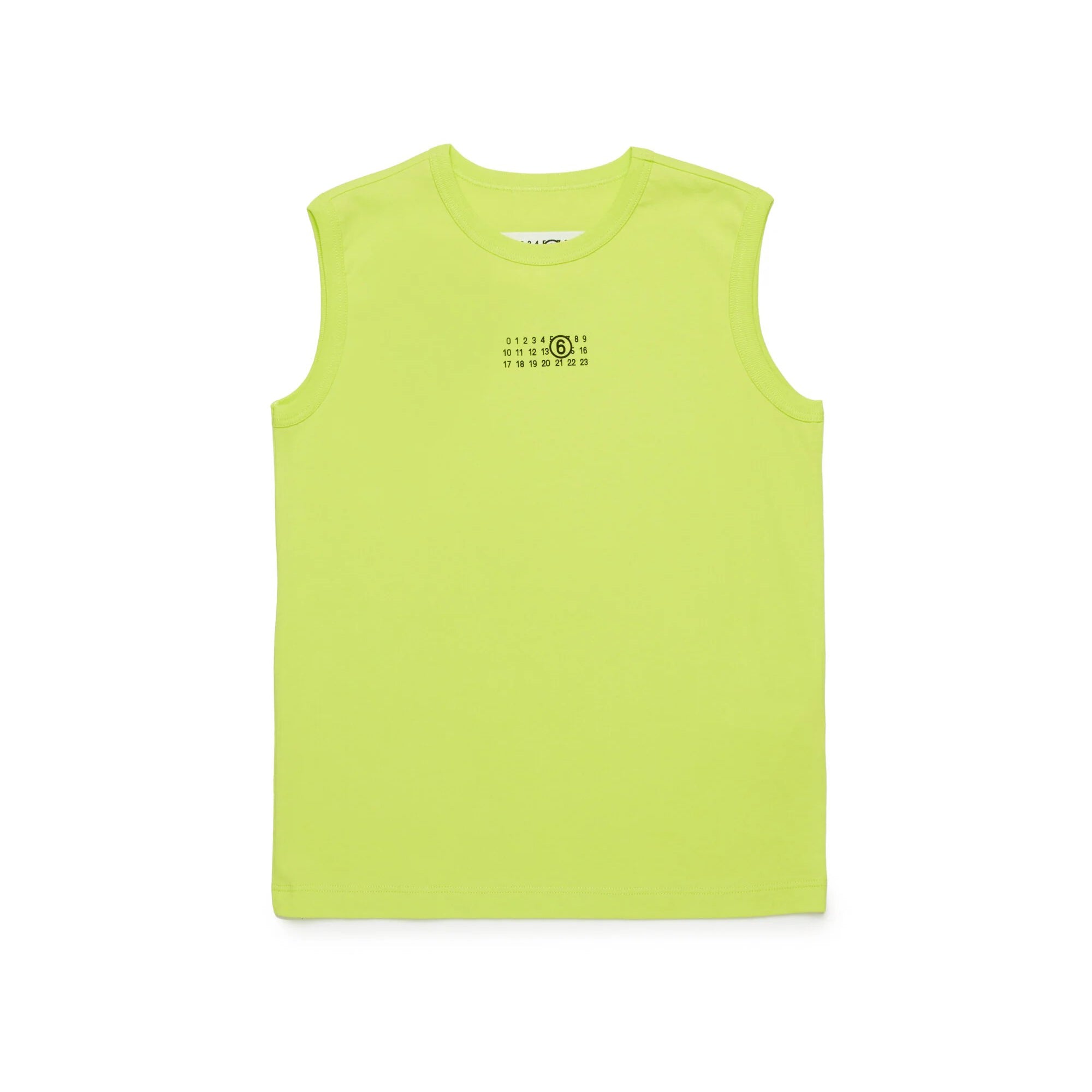 Boys & Girls Fluo Green Printed Logo Cotton Vest