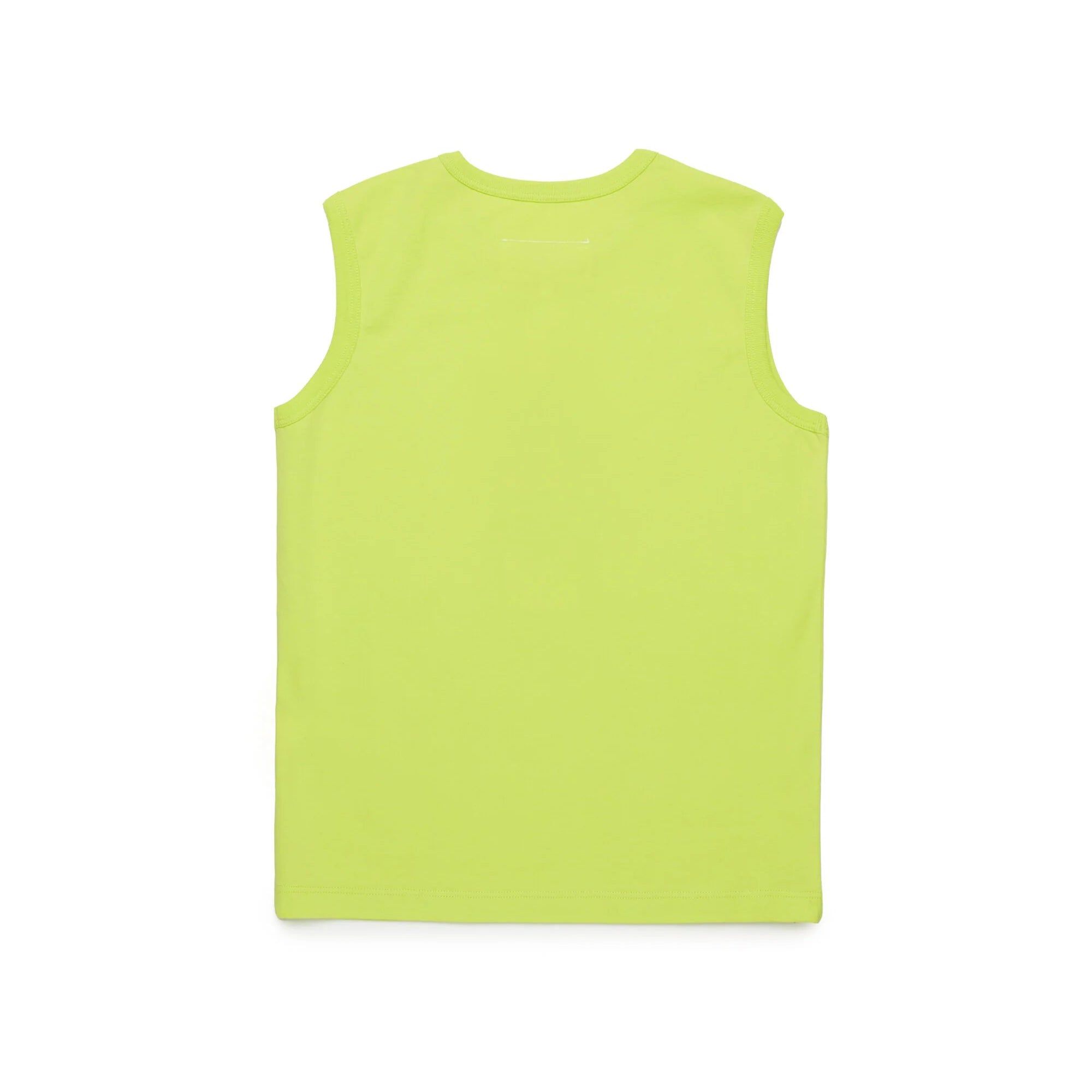 Boys & Girls Fluo Green Printed Logo Cotton Vest