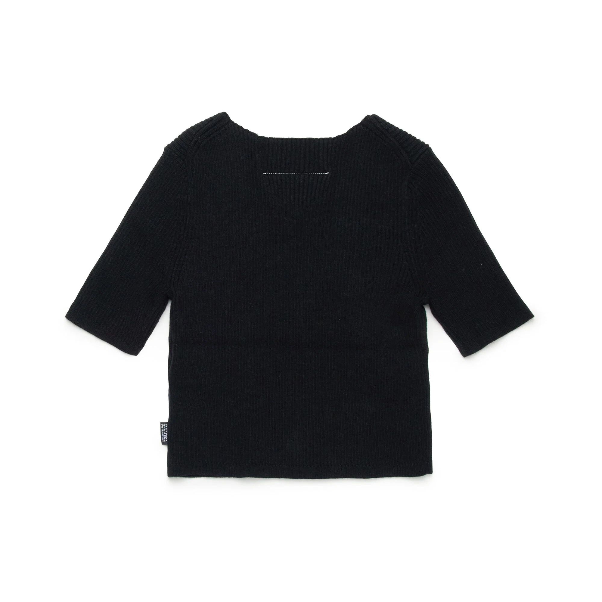 Girls Black Cotton Knit Top