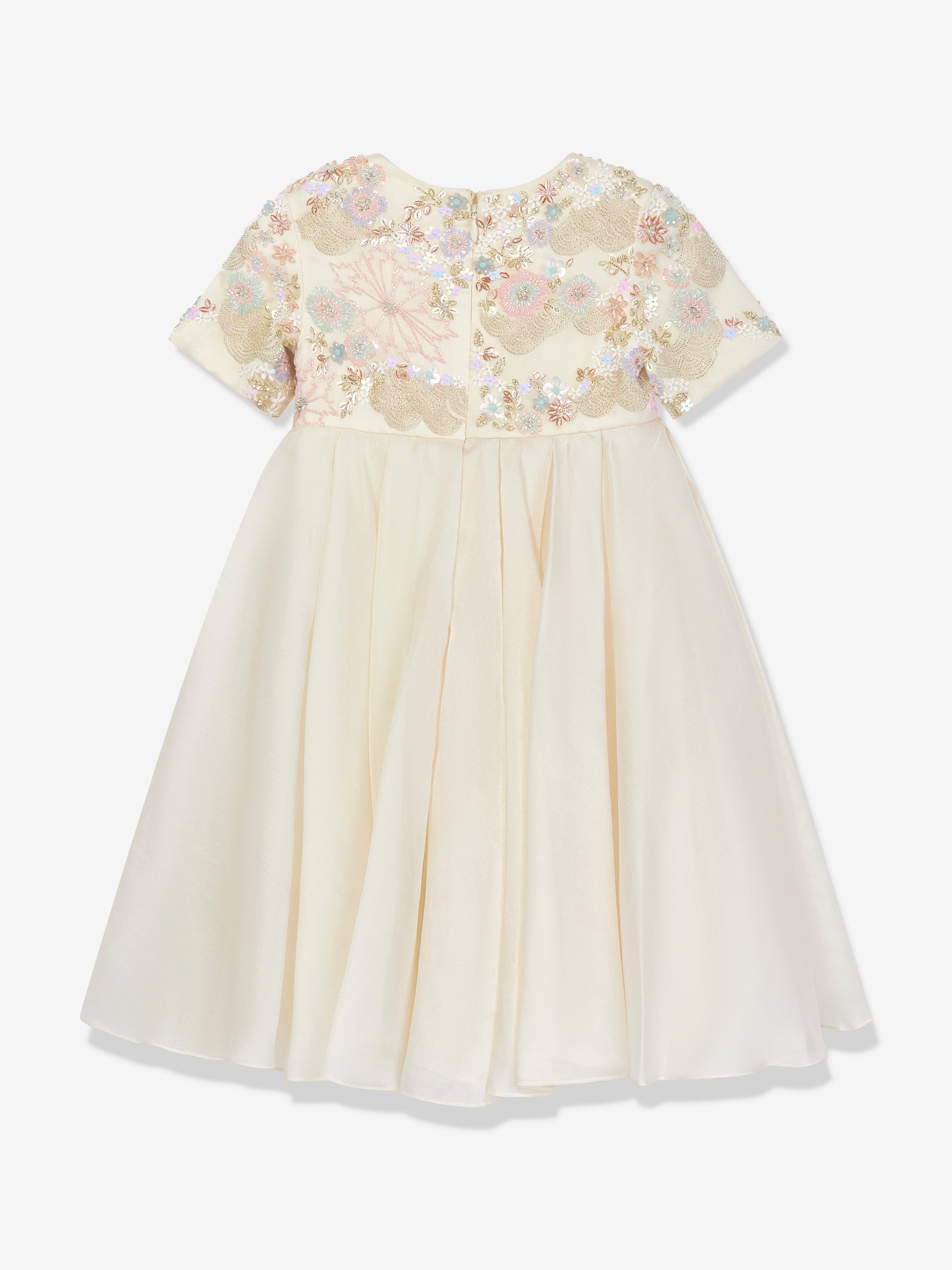 Girls Delphine Embellished Tulle Dress in Ivory