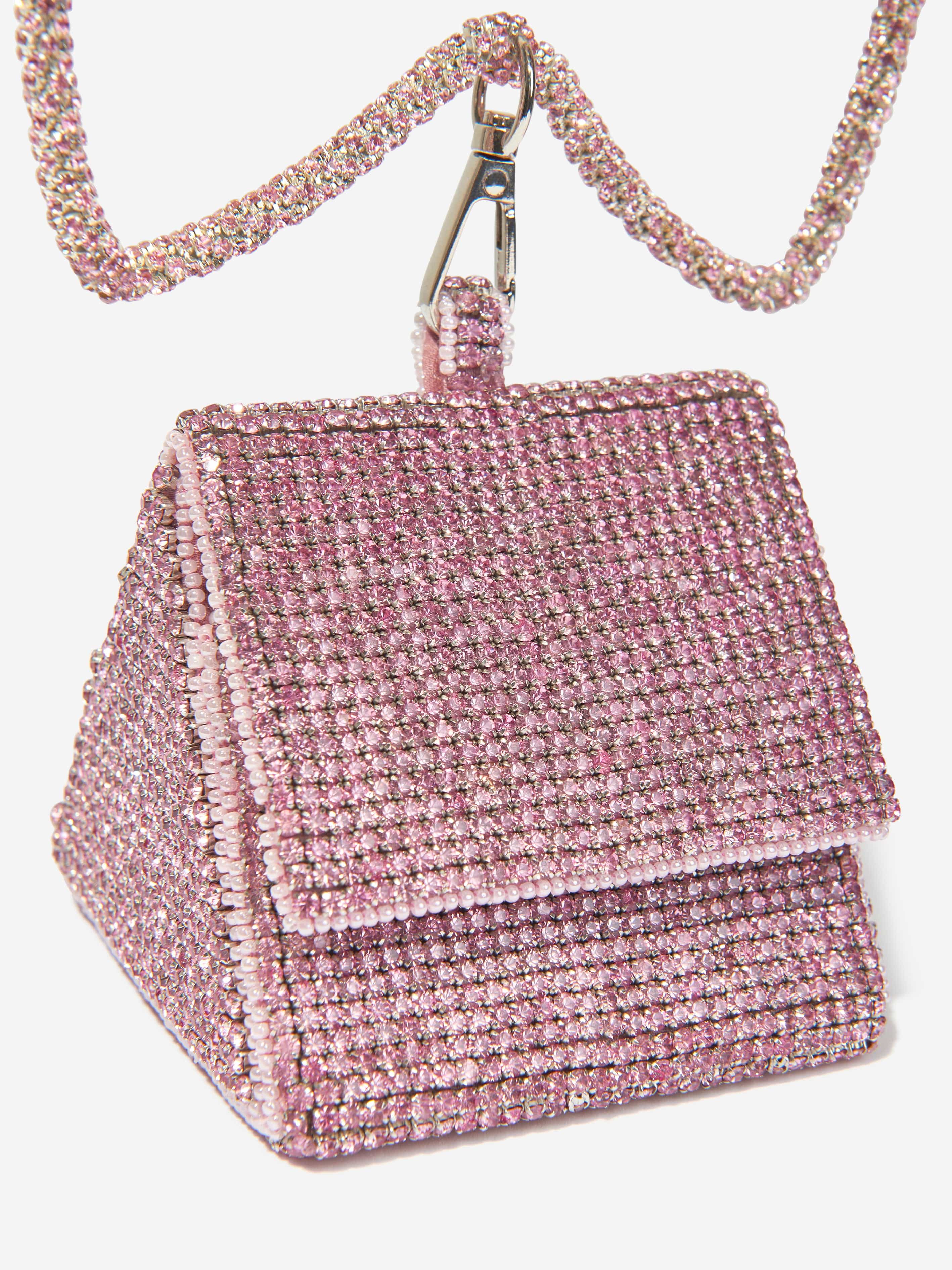 Girls Rhinestone Bow Bag in Pink (12.5cm)