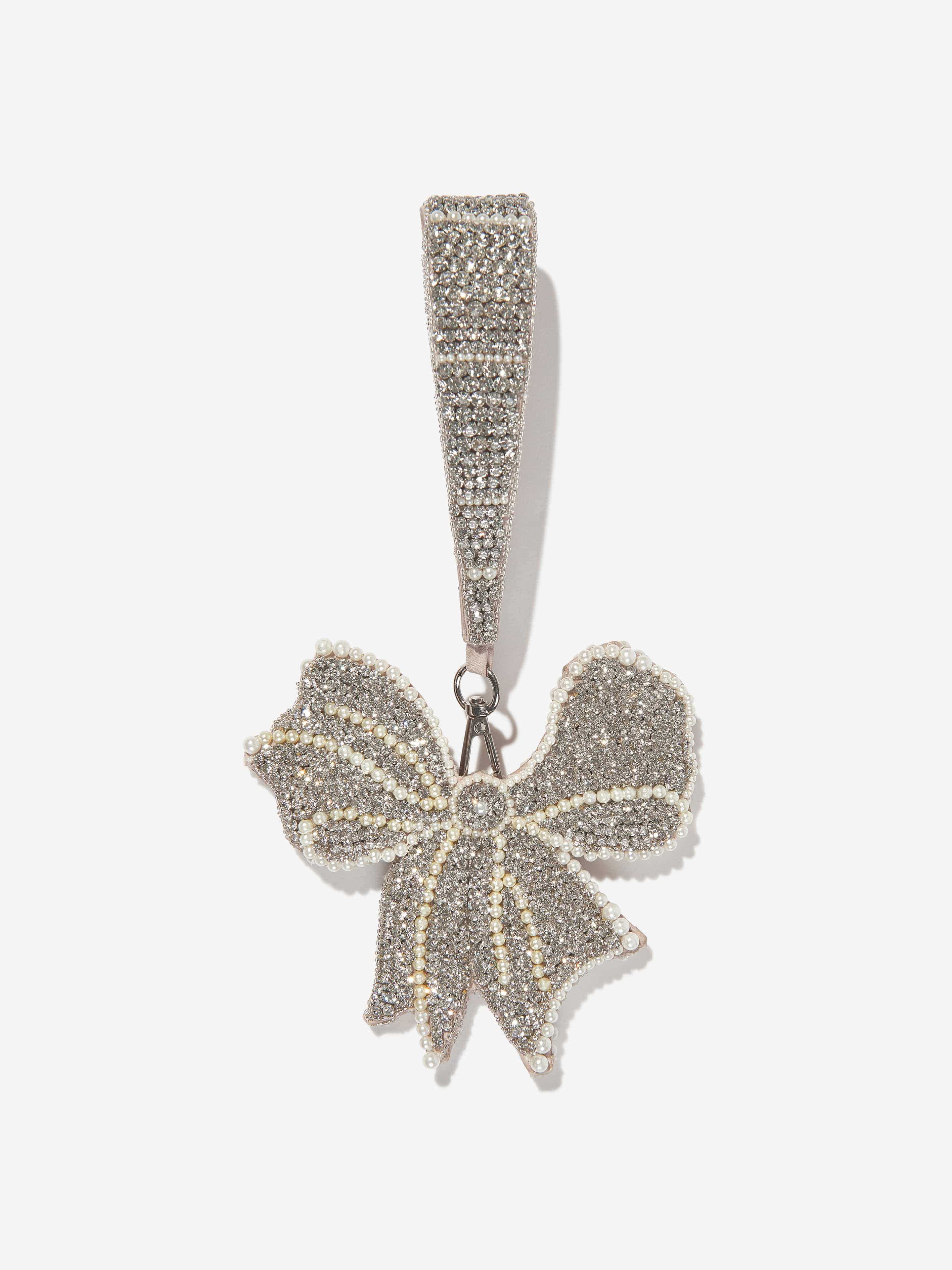 Girls Rhinestone Bow Bag in Silver (12.5cm)
