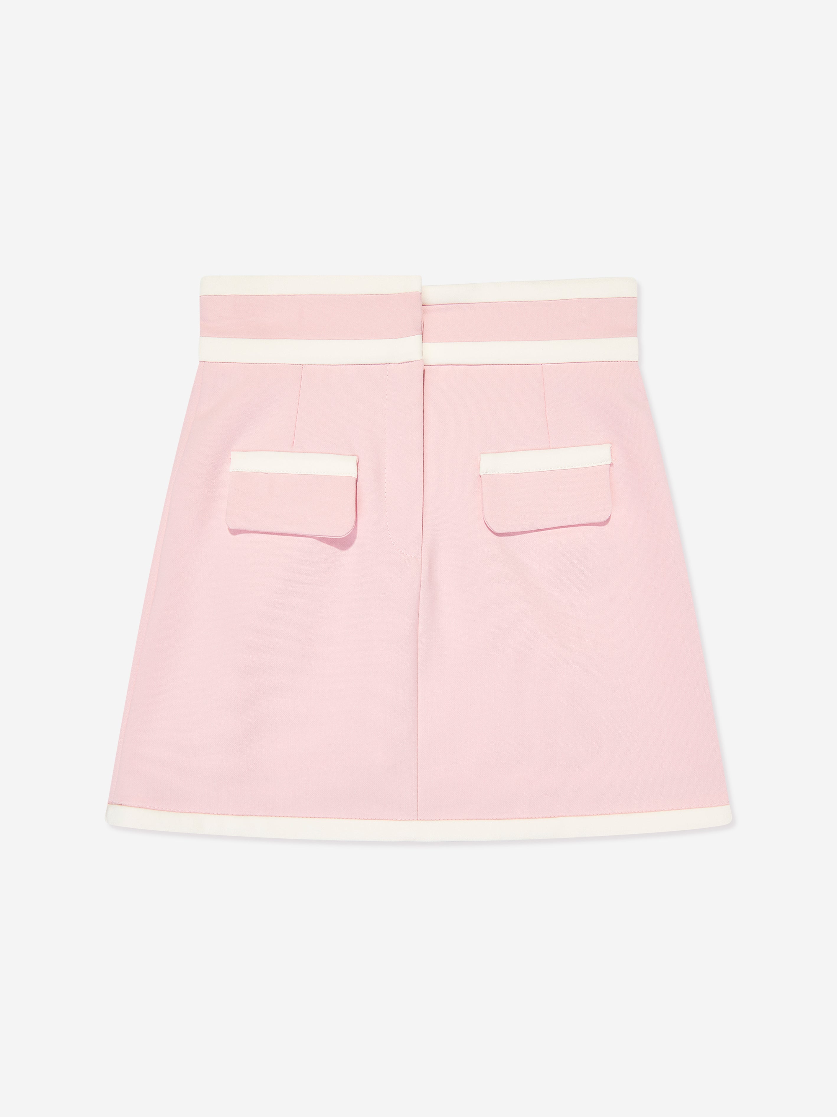 Mama Luma Girls Contrast Stitch Skirt in Pink
