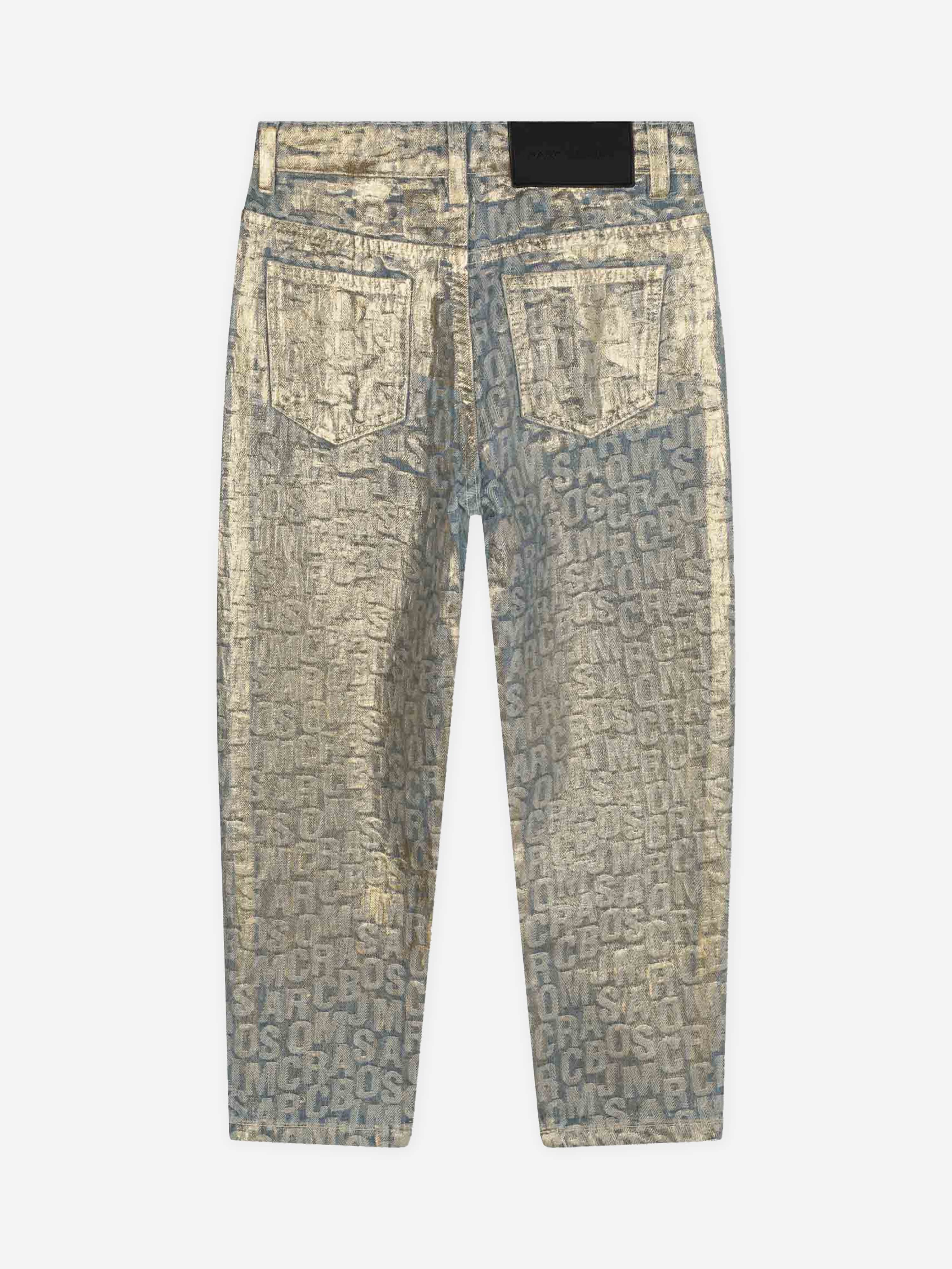 MARC JACOBS Girls Jacquard Logo Jeans in Gold