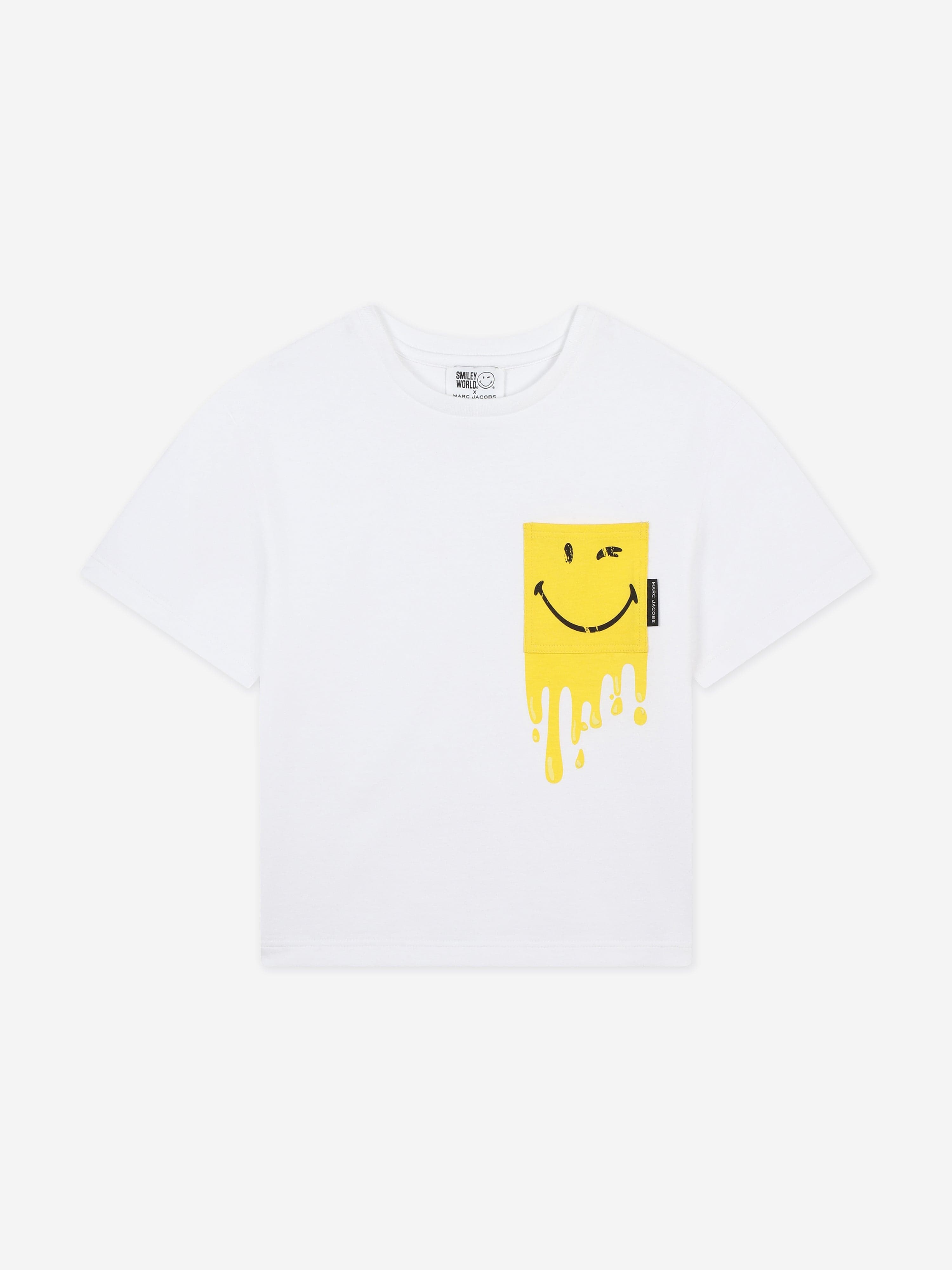 MARC JACOBS Kids Smiley World Pocket T-Shirt in White