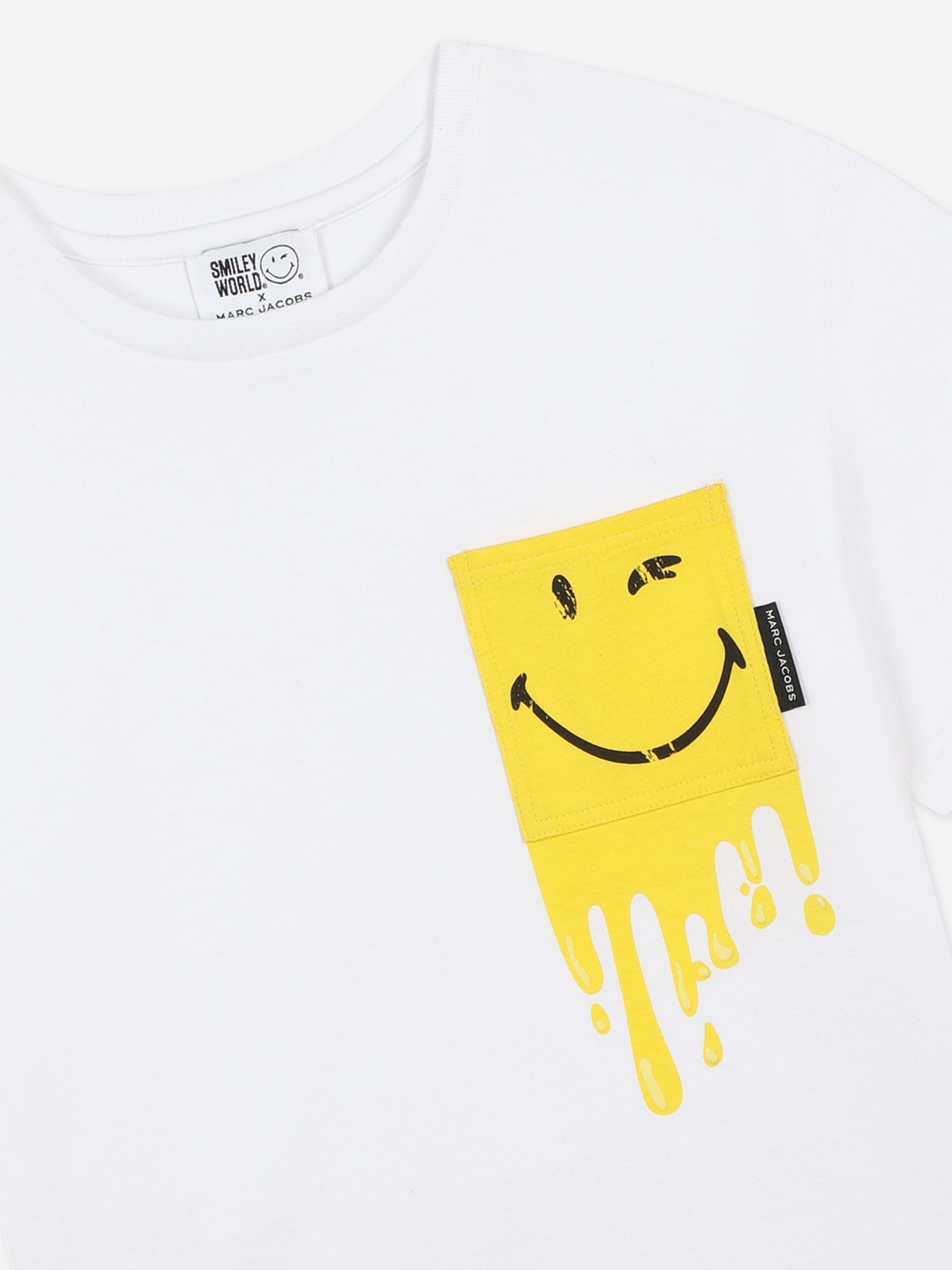 MARC JACOBS Kids Smiley World Pocket T-Shirt in White