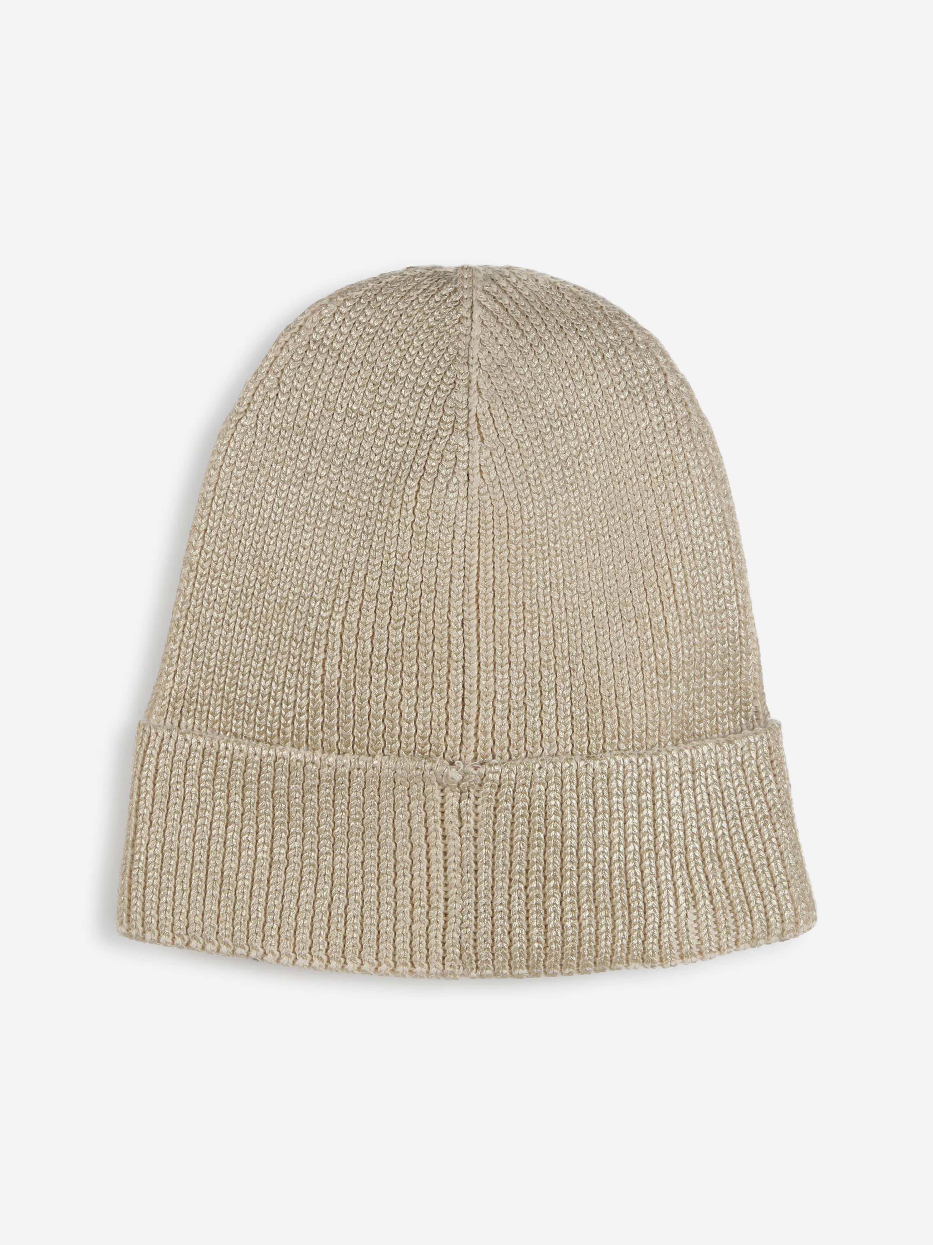 MARC JACOBS Girls Knitted Logo Beanie Hat in Gold