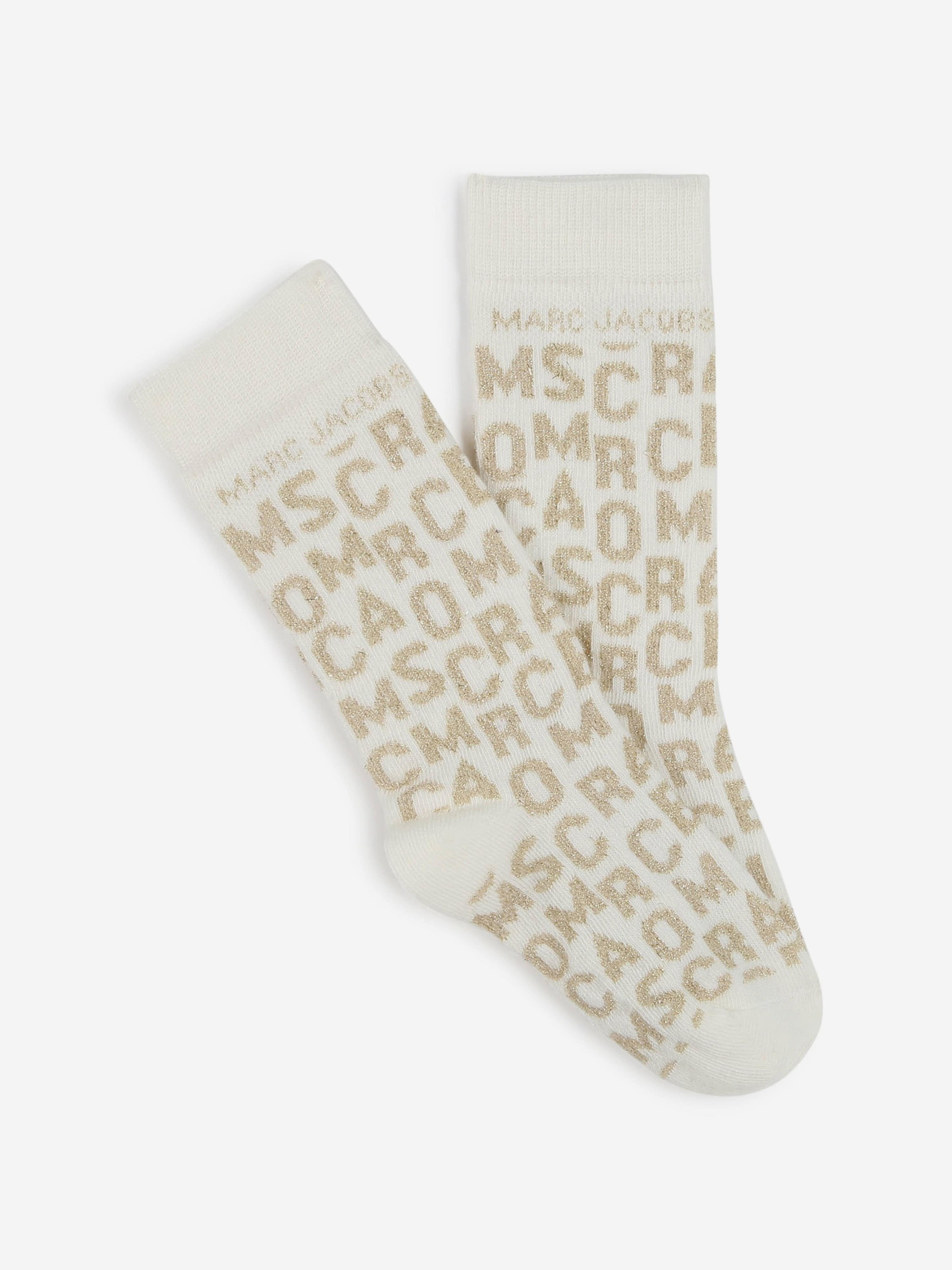 MARC JACOBS Girls Monogram Jacquard Socks in Ivory