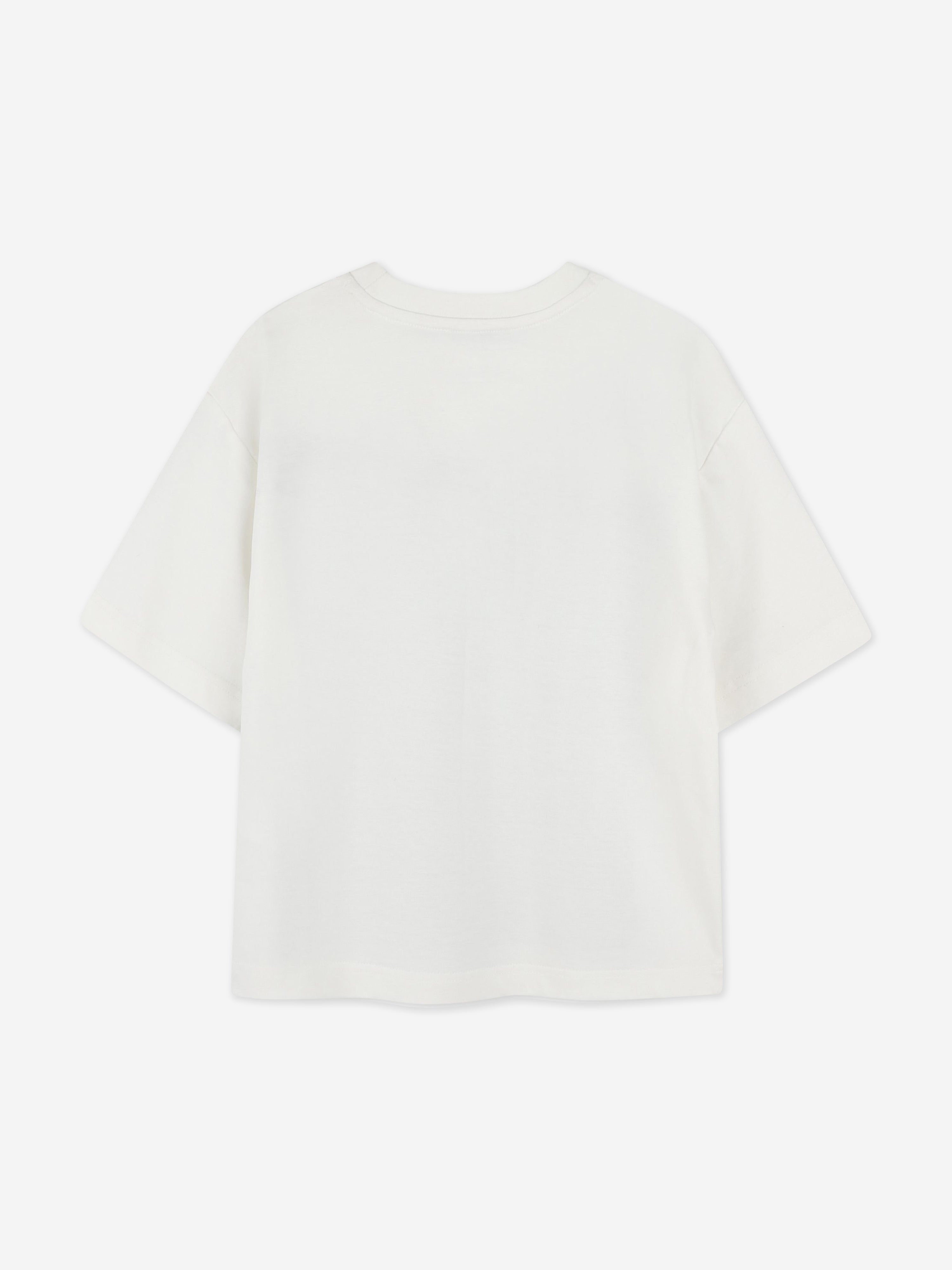 Boys Striped Logo Print T-Shirt in Ivory