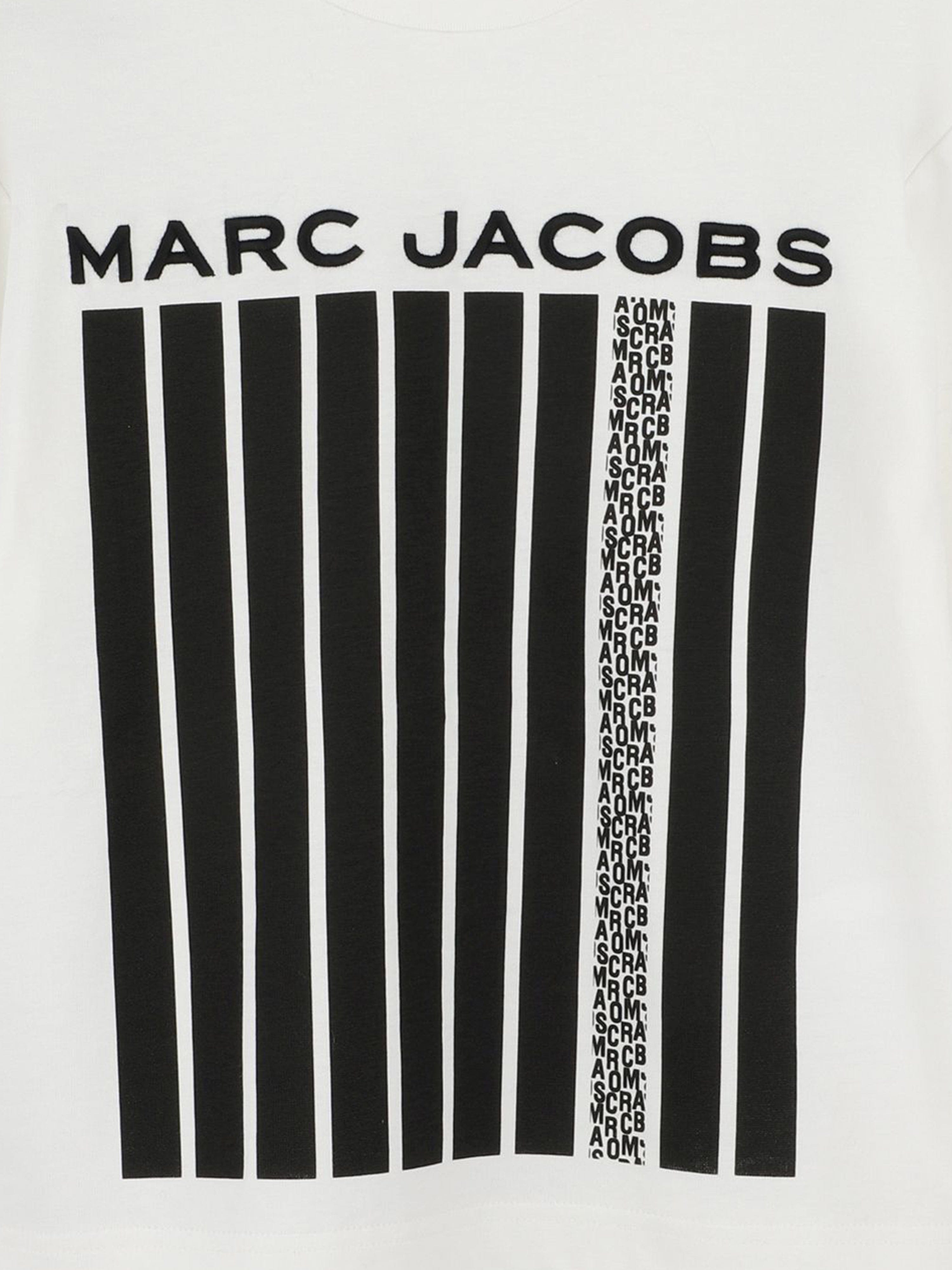 Boys Striped Logo Print T-Shirt in Ivory