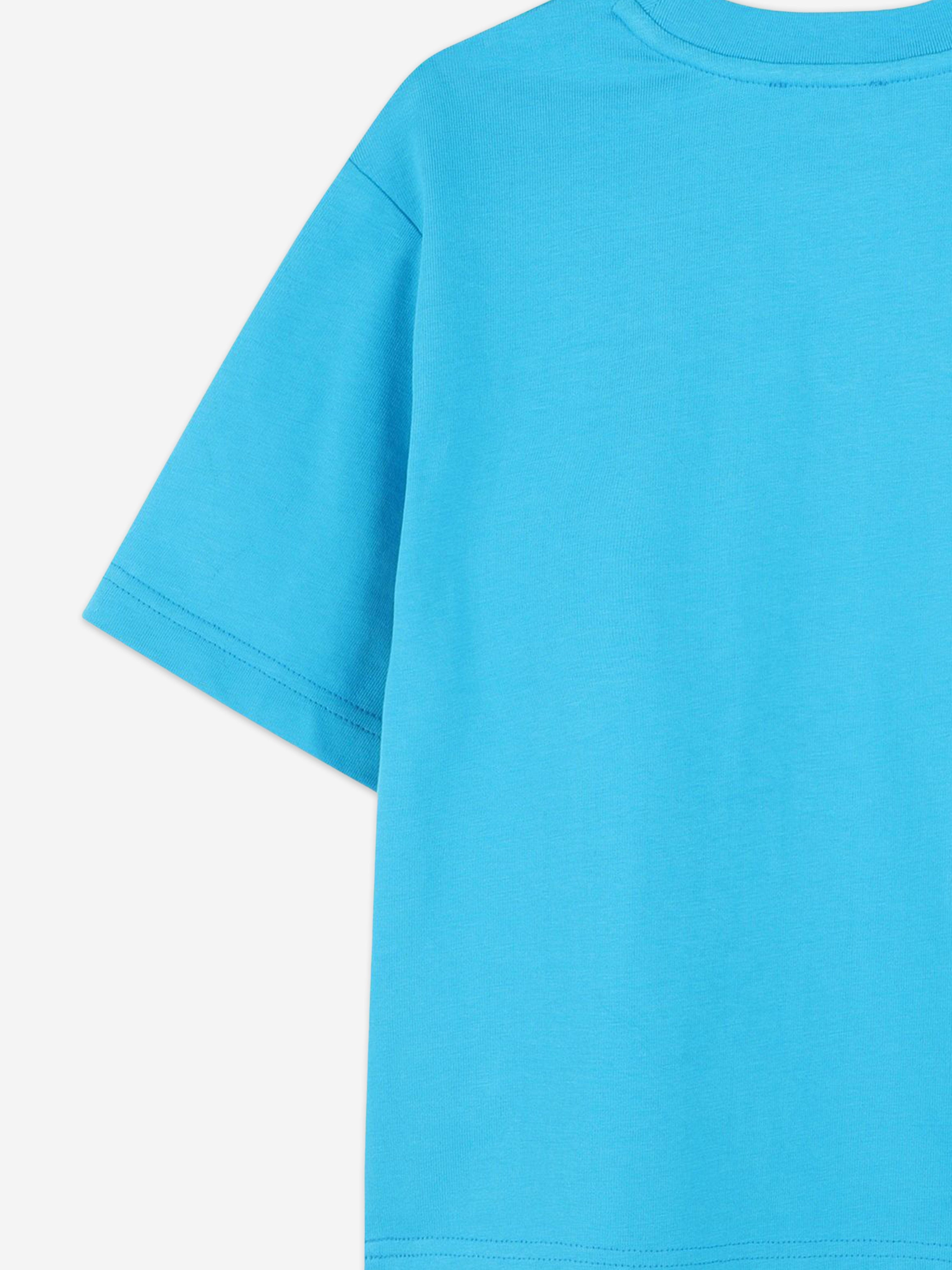Boys Striped Logo Print T-Shirt in Blue