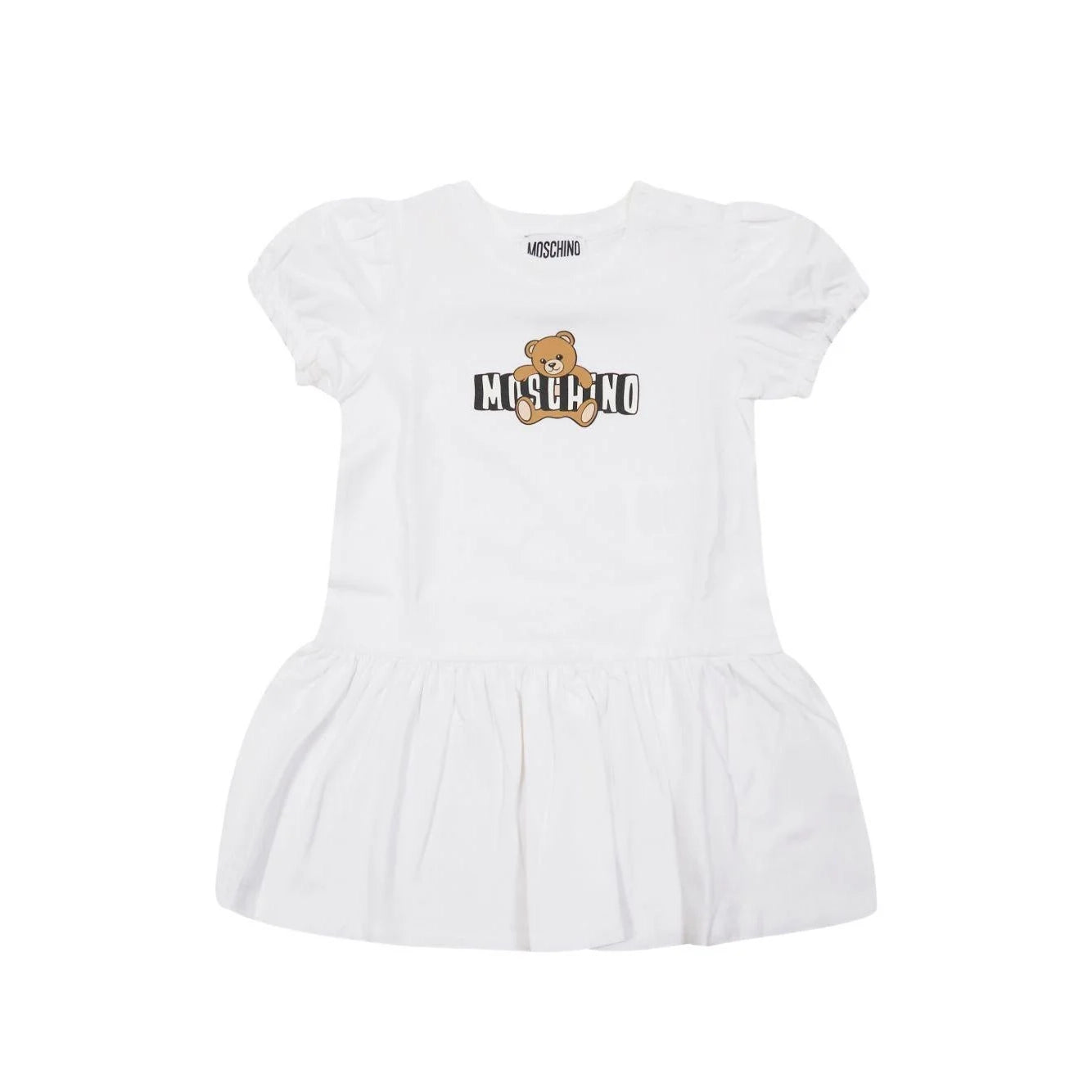 Baby Girls White Bear Printed Cotton Dress