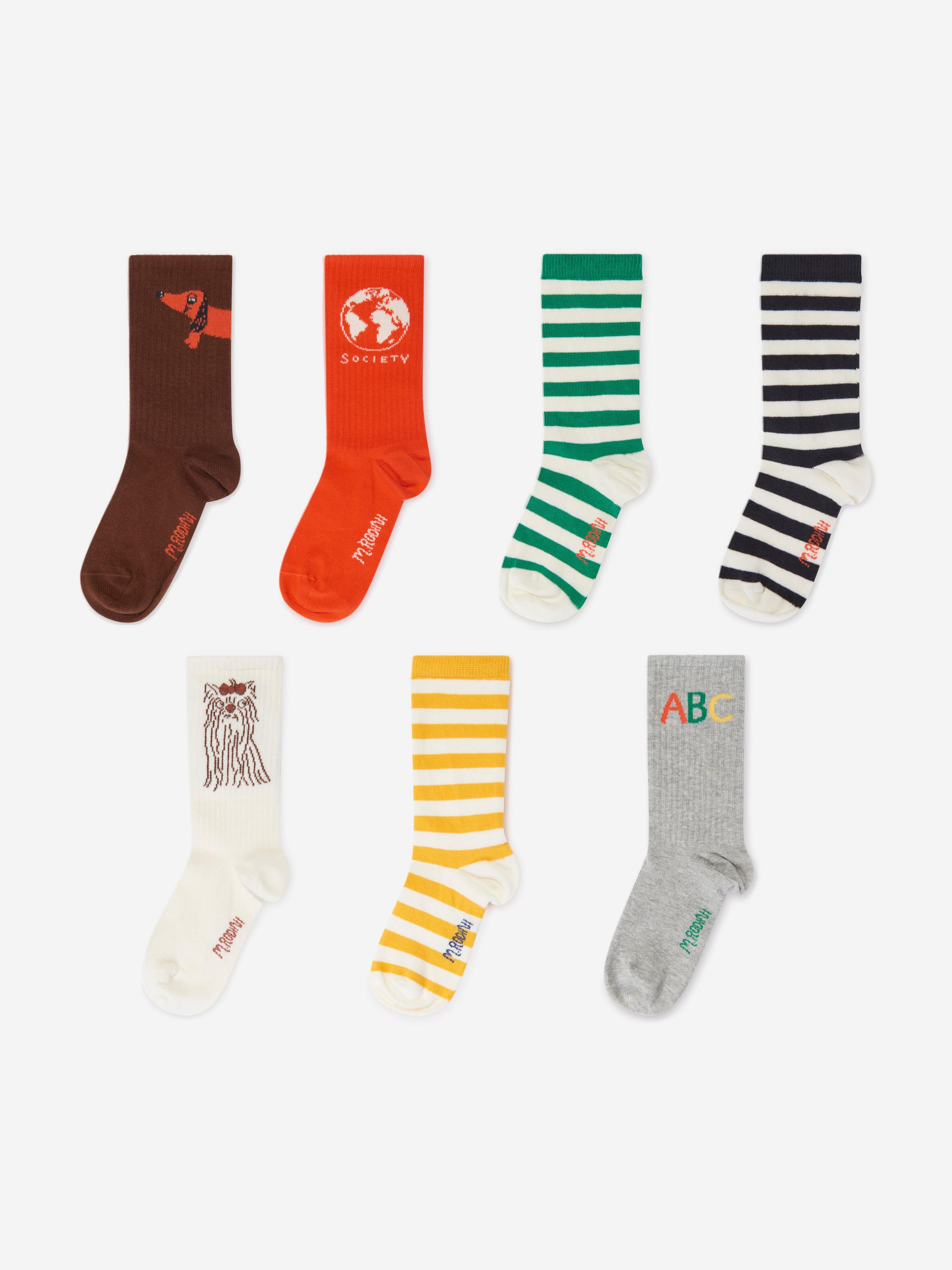 Mini Rodini Kids Society 7 Pack Socks Set in Multicolour