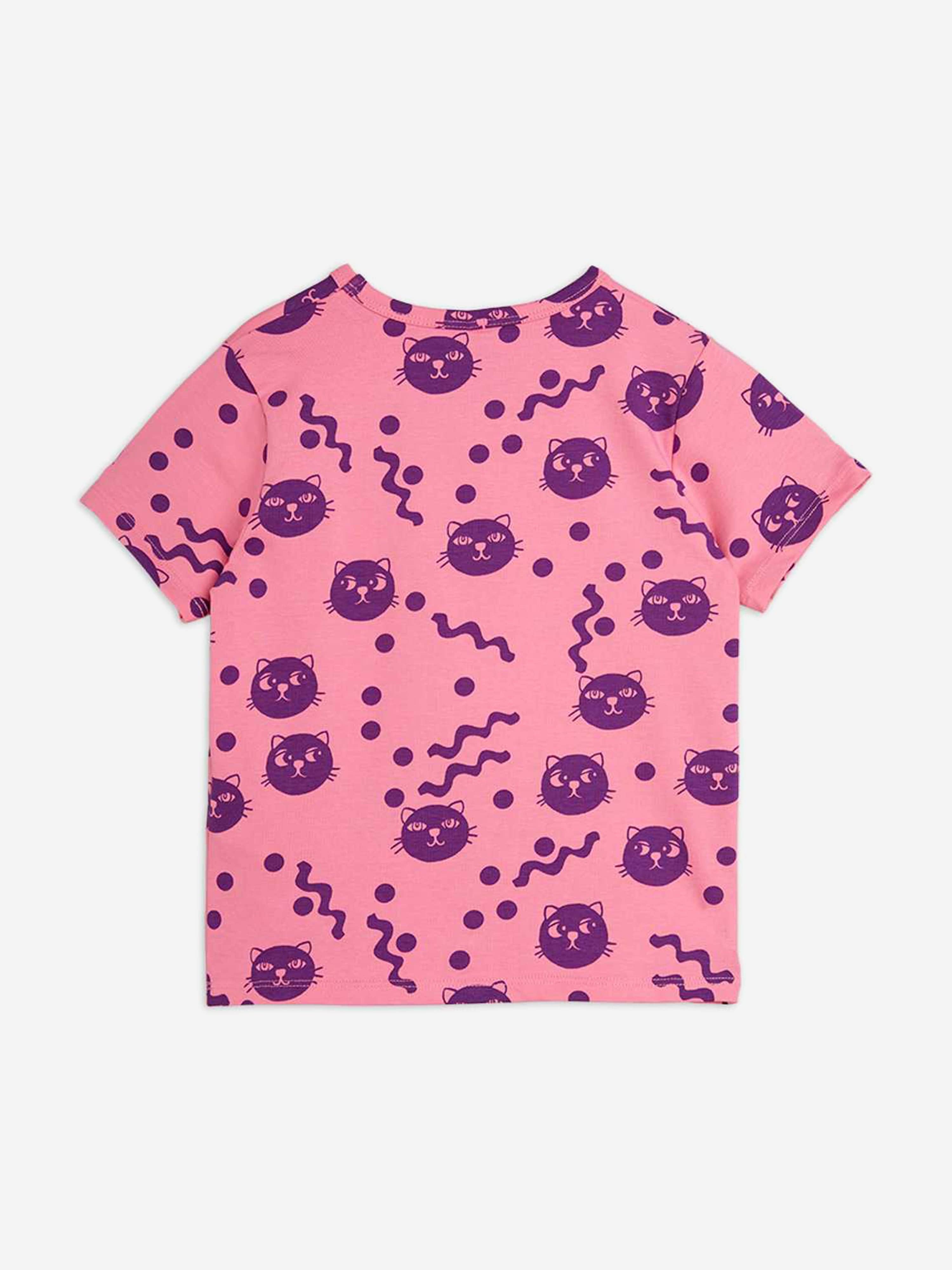 Girls Squiggly Cats AOP T-Shirt in Pink