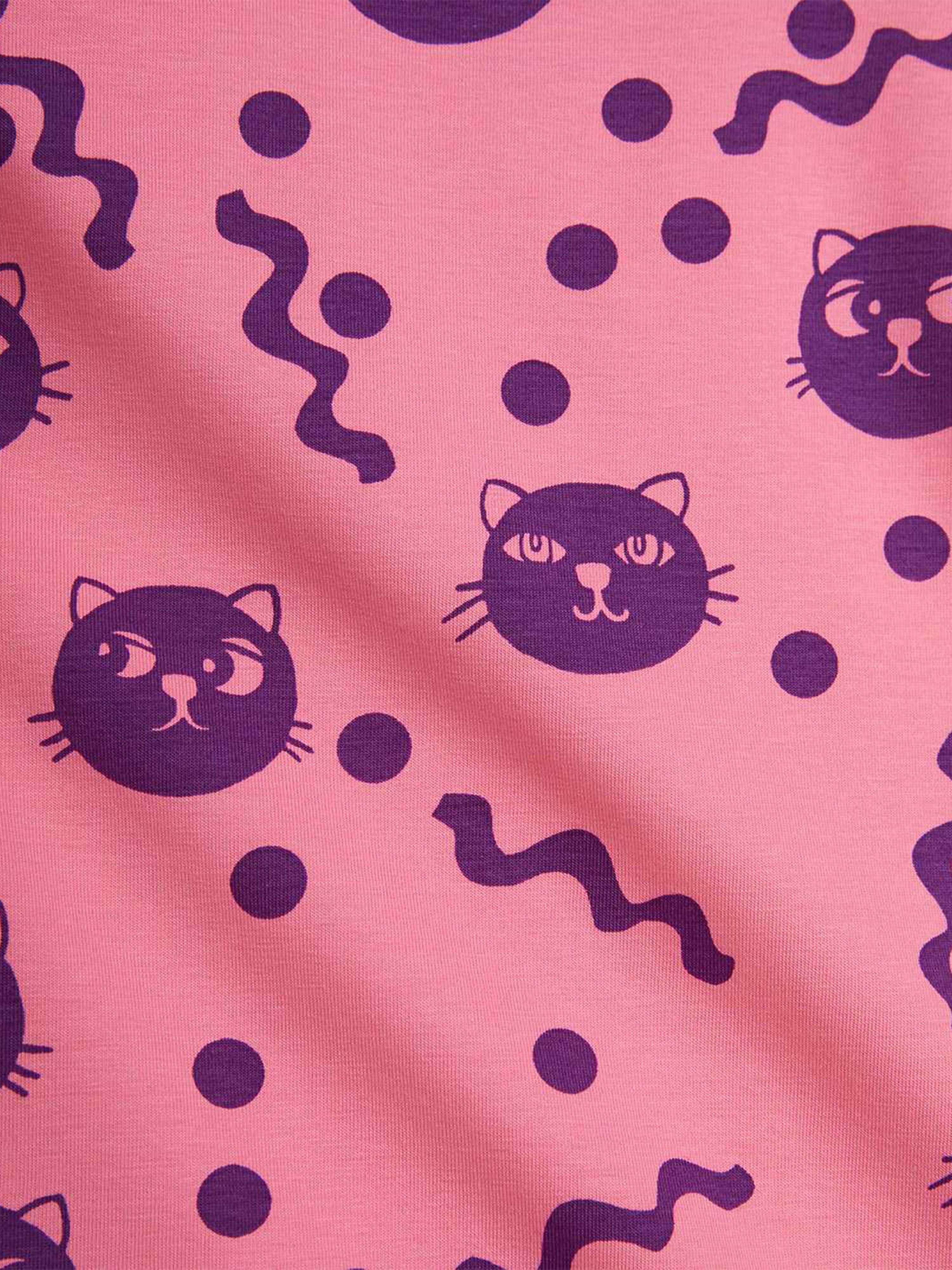 Girls Squiggly Cats AOP Dress in Pink