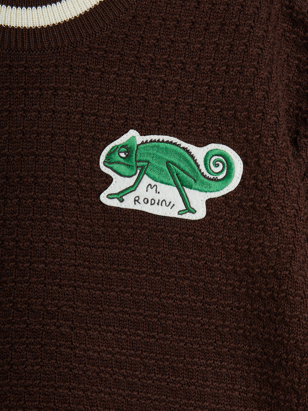 T-shirt en tricot au crochet motif lézard pour enfants, marron