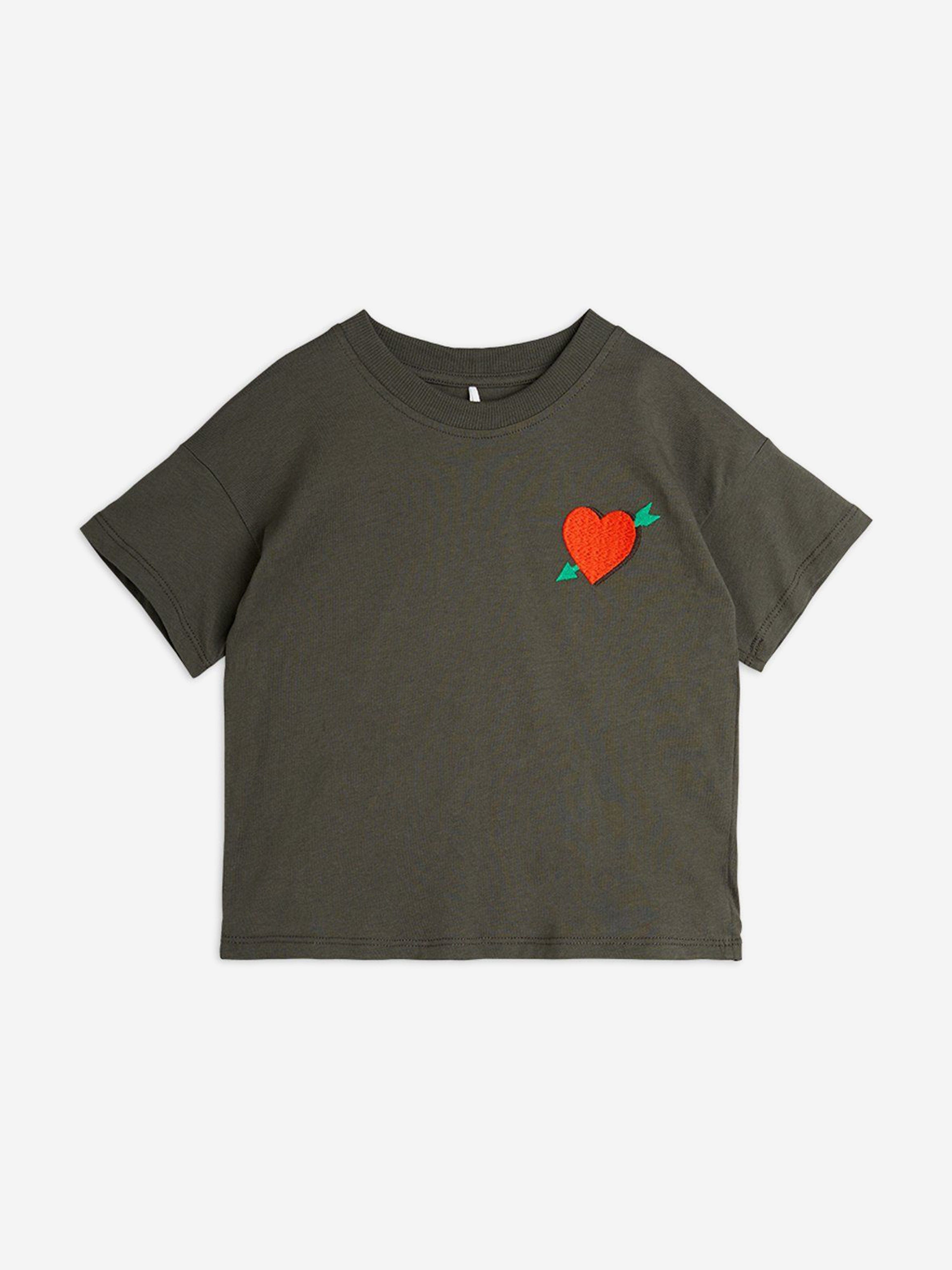 Girls Arrowed Heart Embroidered T-Shirt in Black
