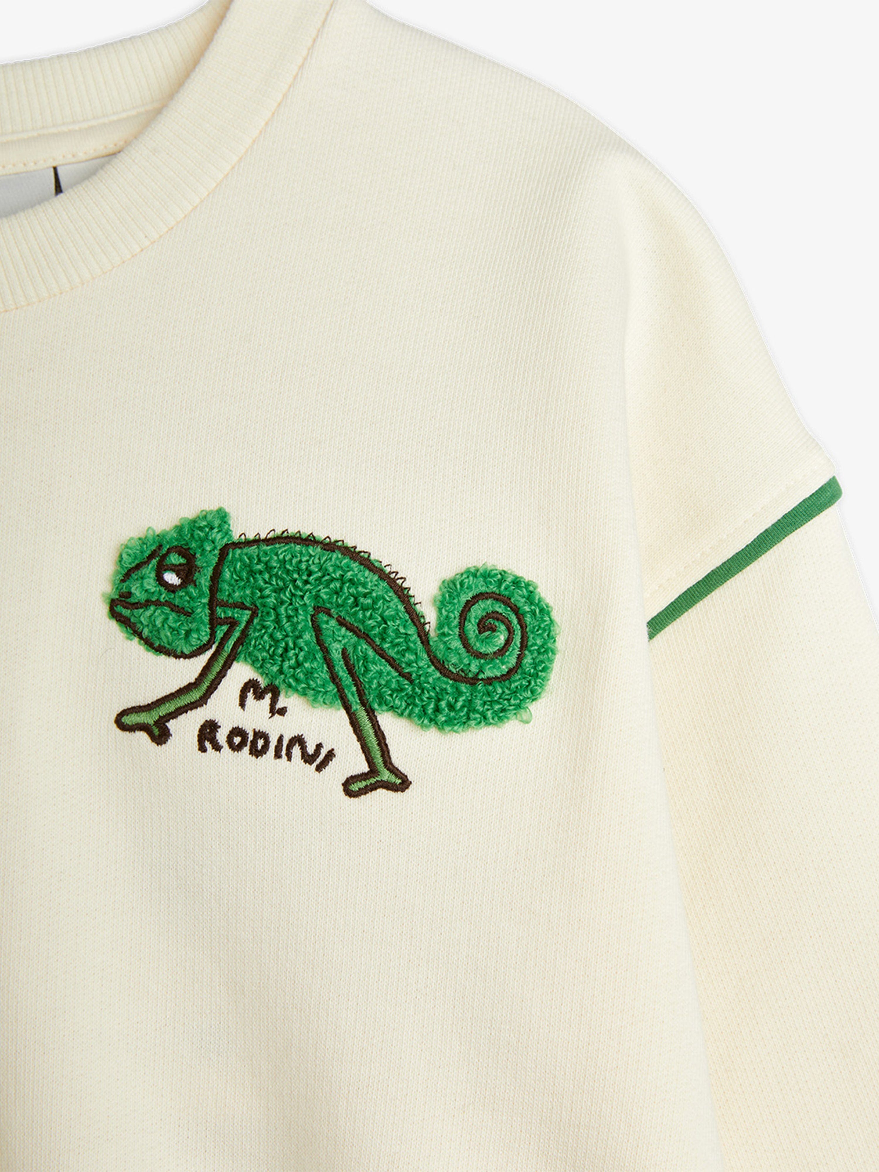 Sweat-shirt chenille lézard pour garçons de couleur ivoire