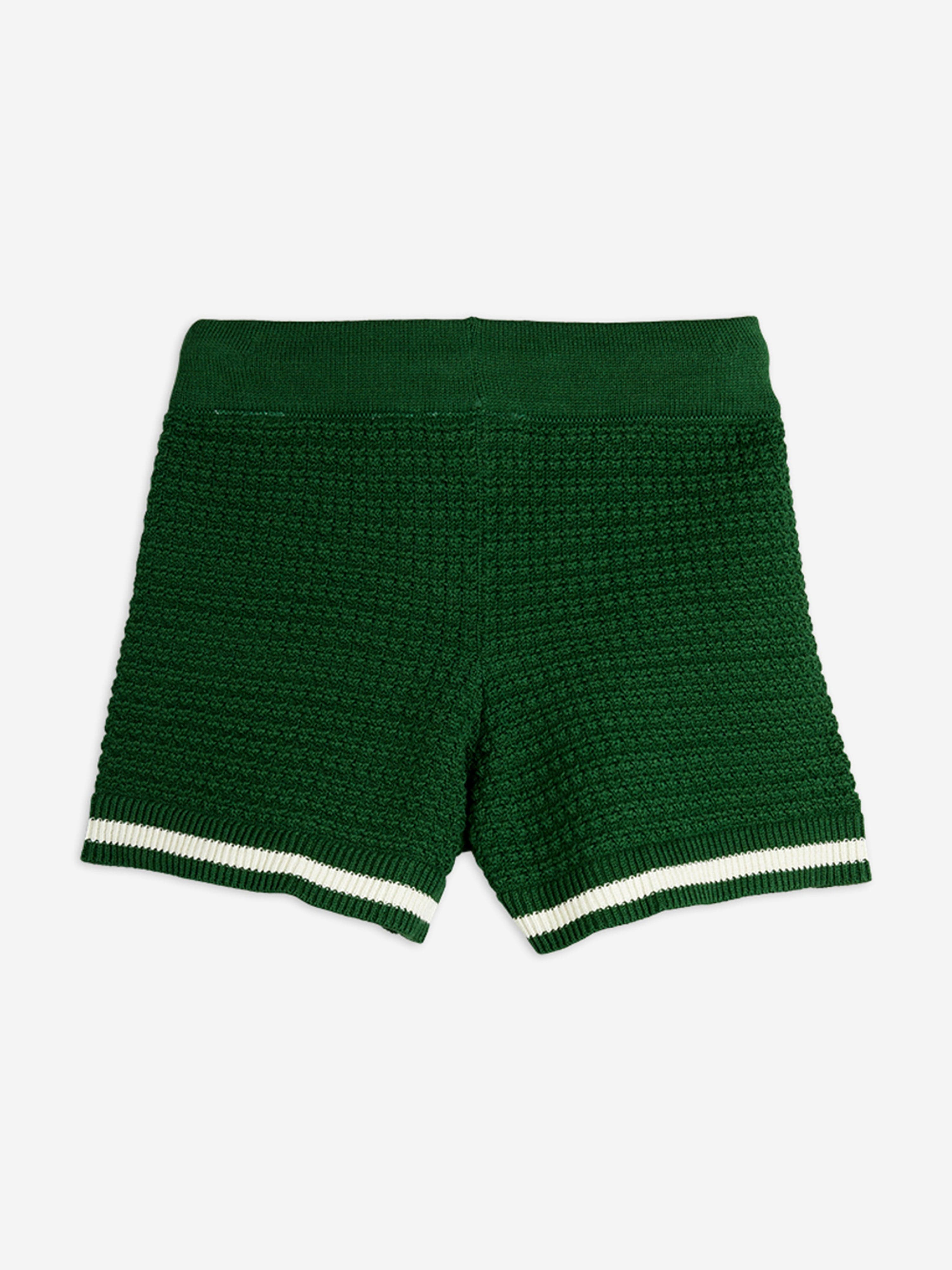 Kids Lizard Patch Crochet Knit Shorts in Green