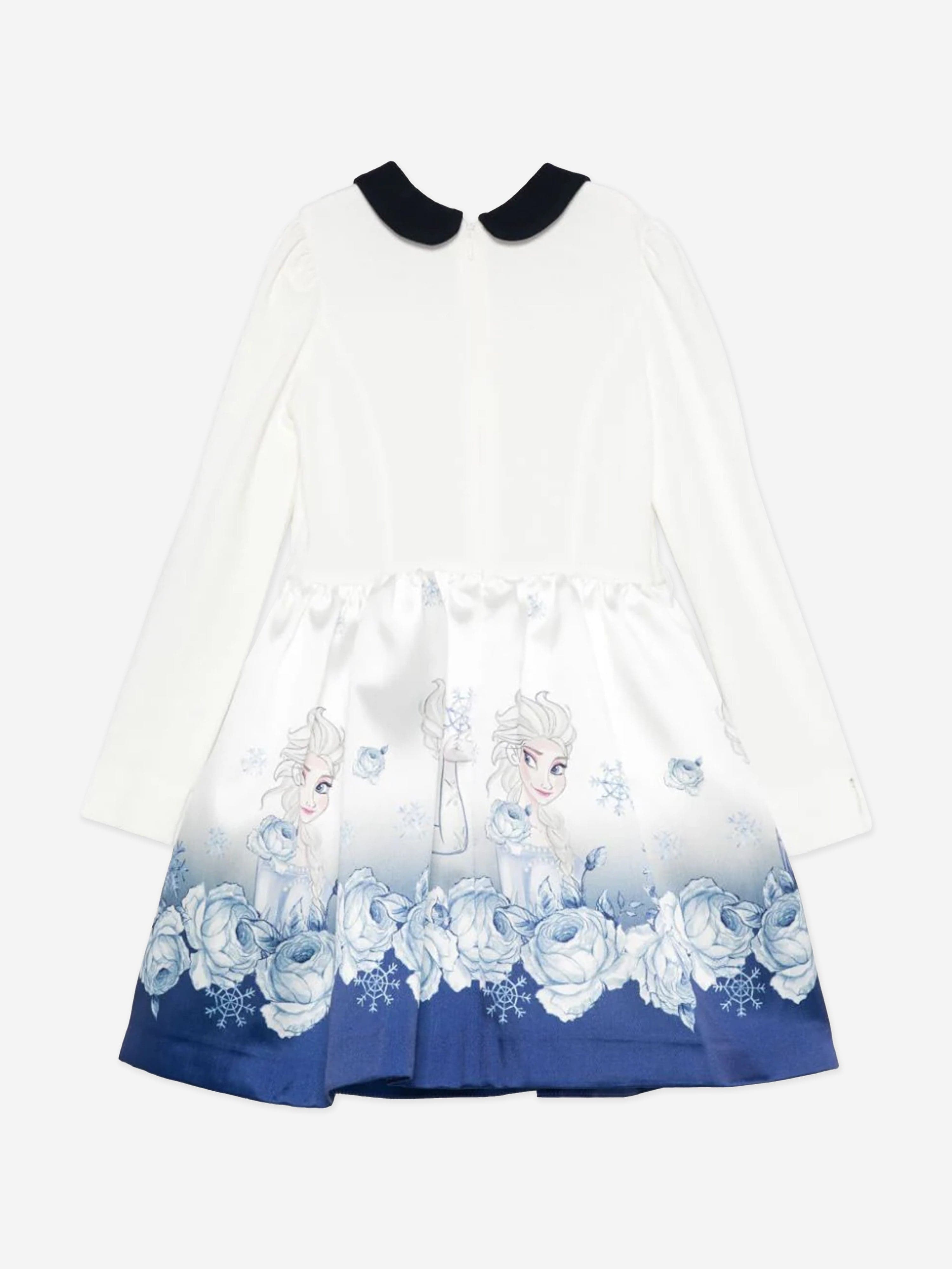 Monnalisa Girls Elsa Roses Dress in White
