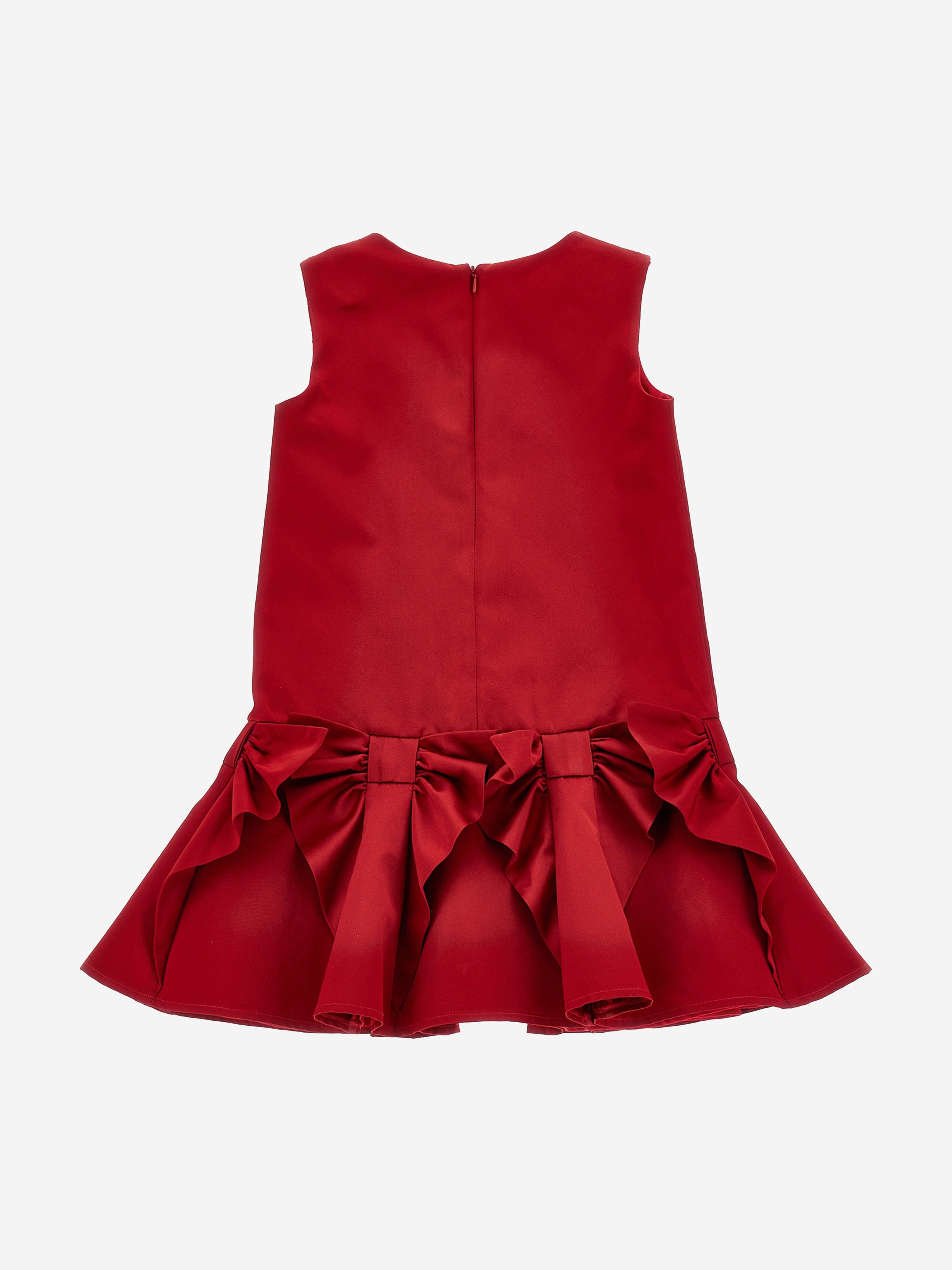 Monnalisa Girls Bow Duchess Dress in Red
