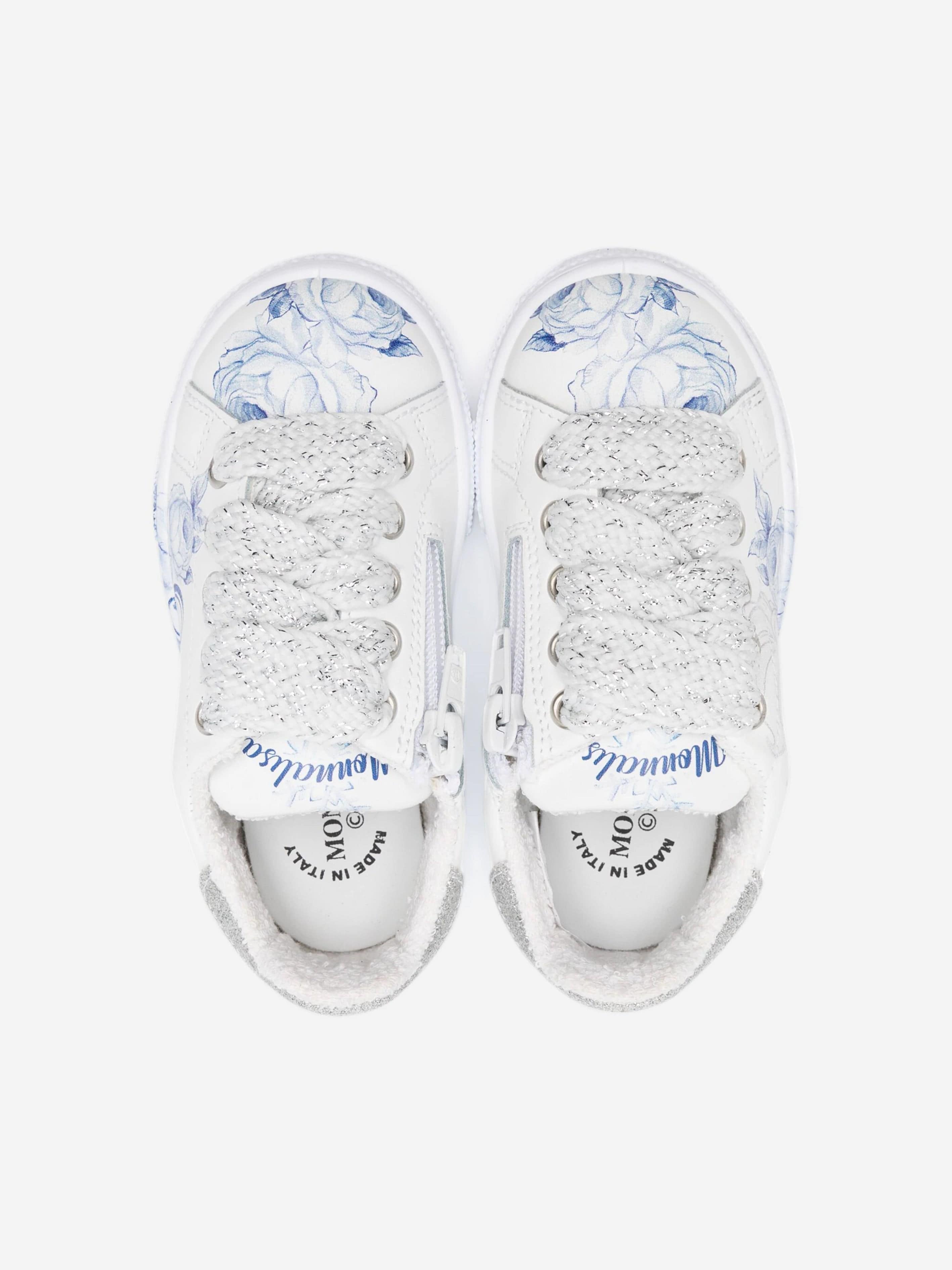 Monnalisa Girls Leather Frozen Trainers in White