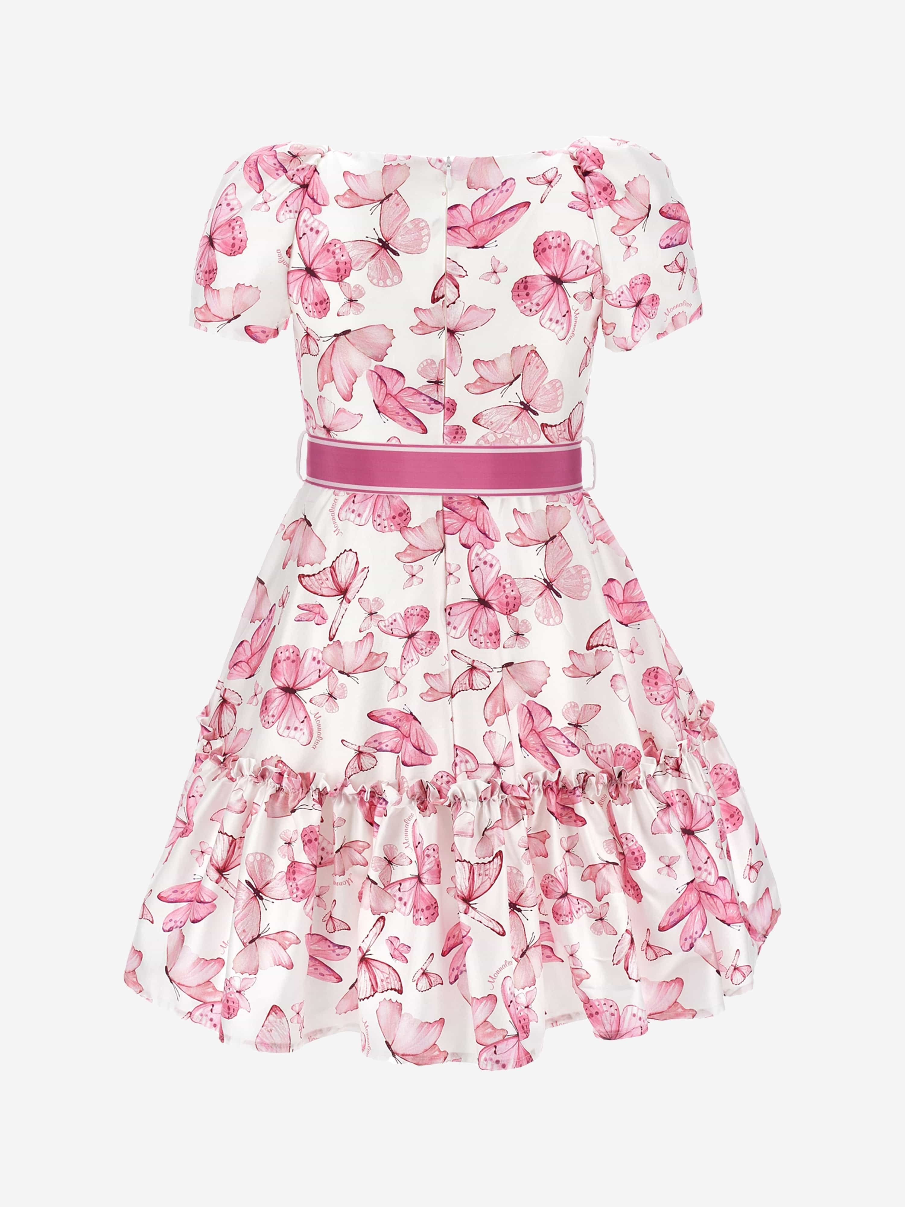 Girls Butterfly Print Dress in Pink