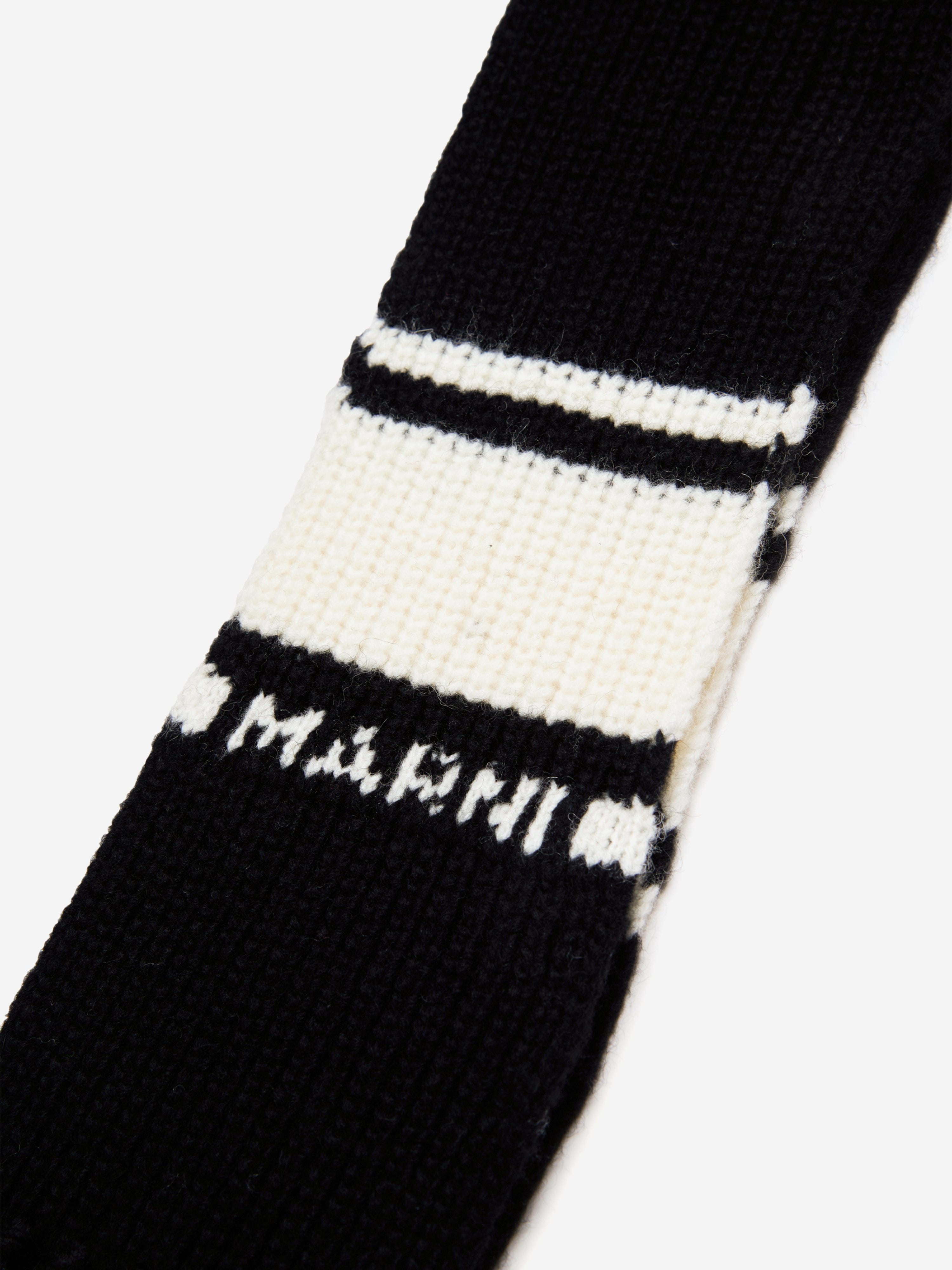 Kids Striped Knitted Scarf in Black