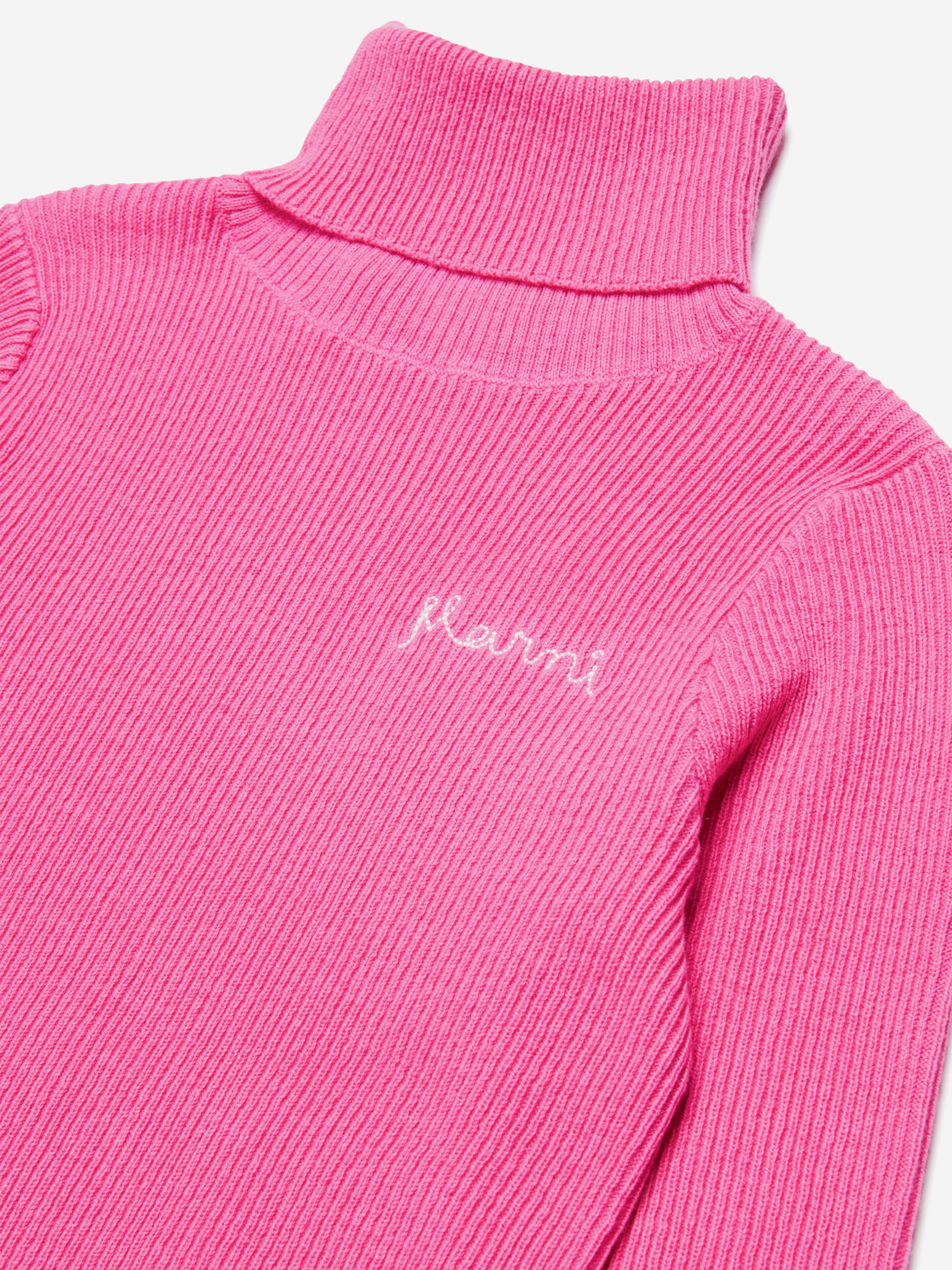 MARNI Girls Knitted Roll Neck Jumper in Pink