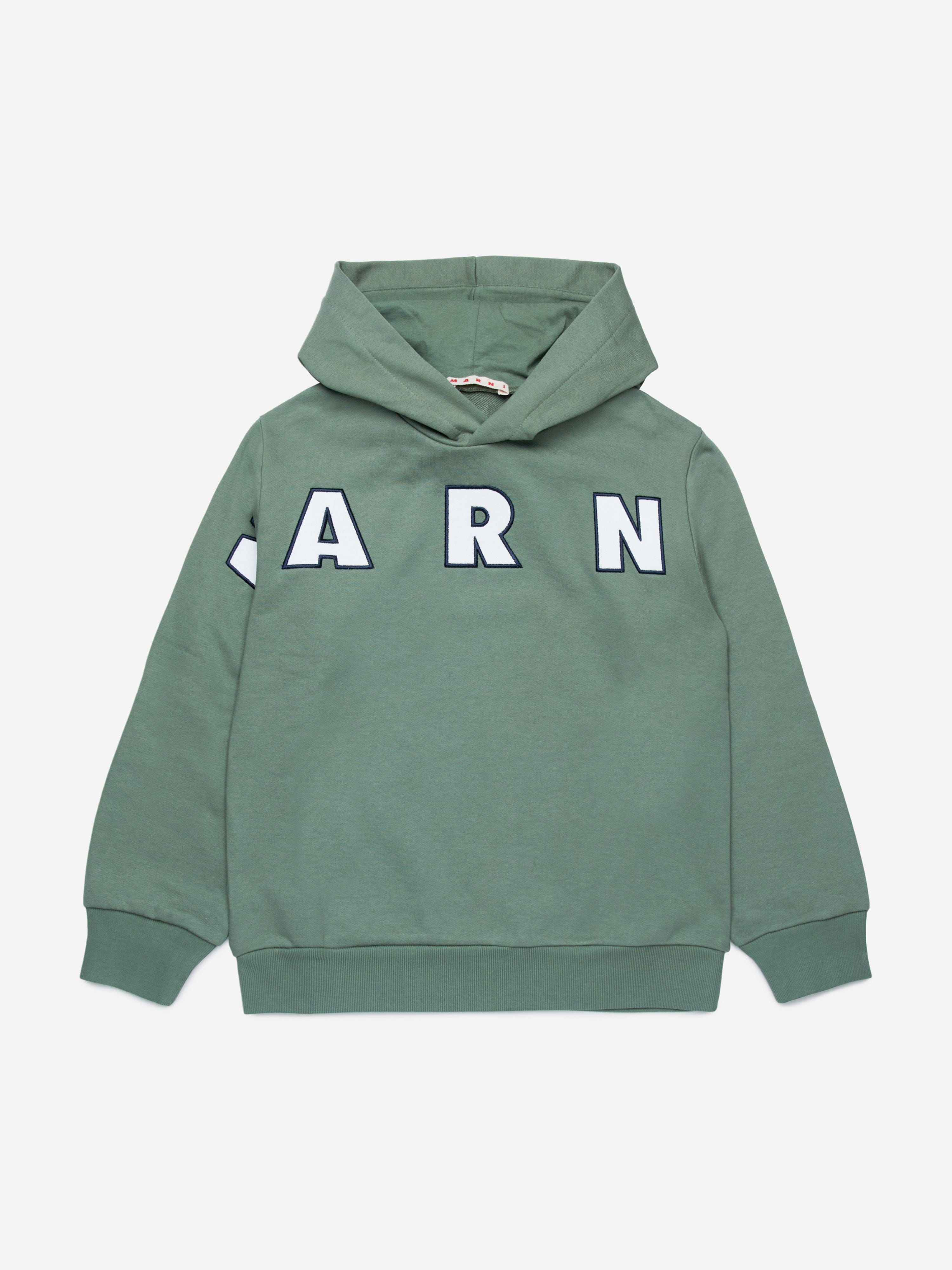MARNI Kids Logo Hoodie in Green
