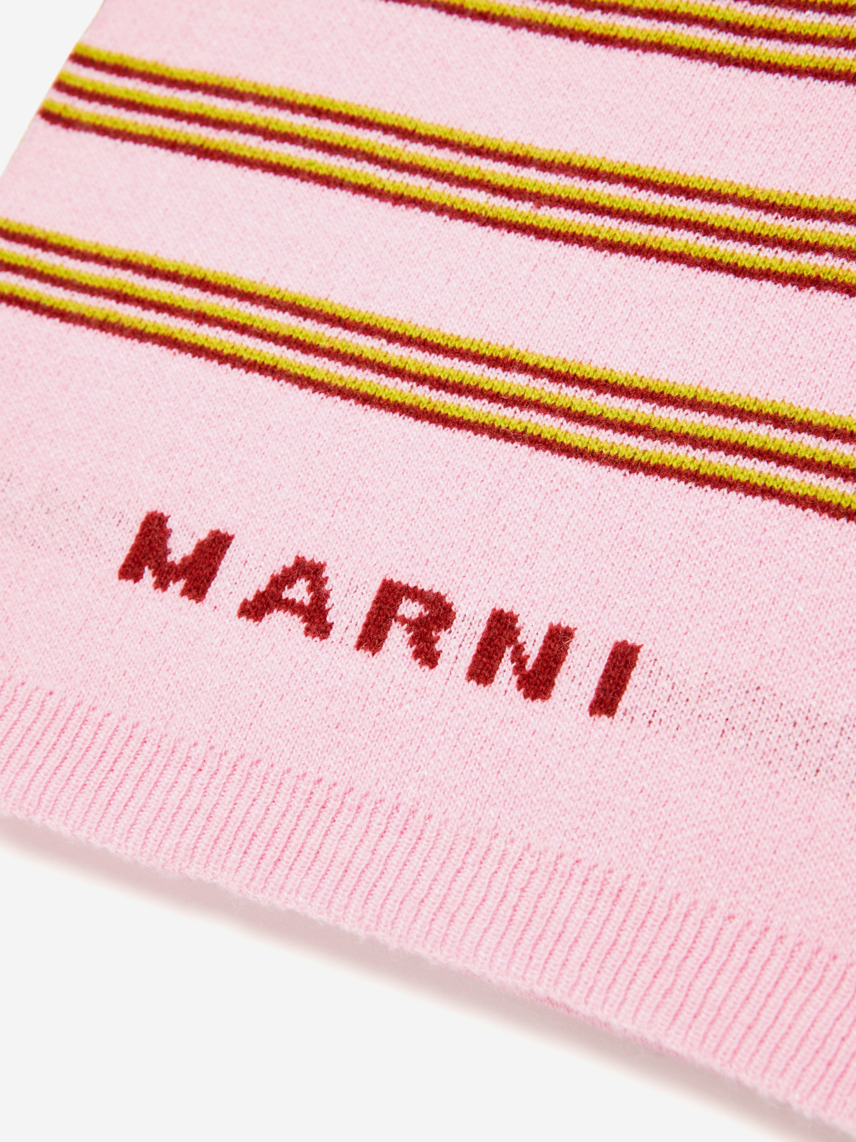 MARNI Kids Striped Logo Scarf in Pink