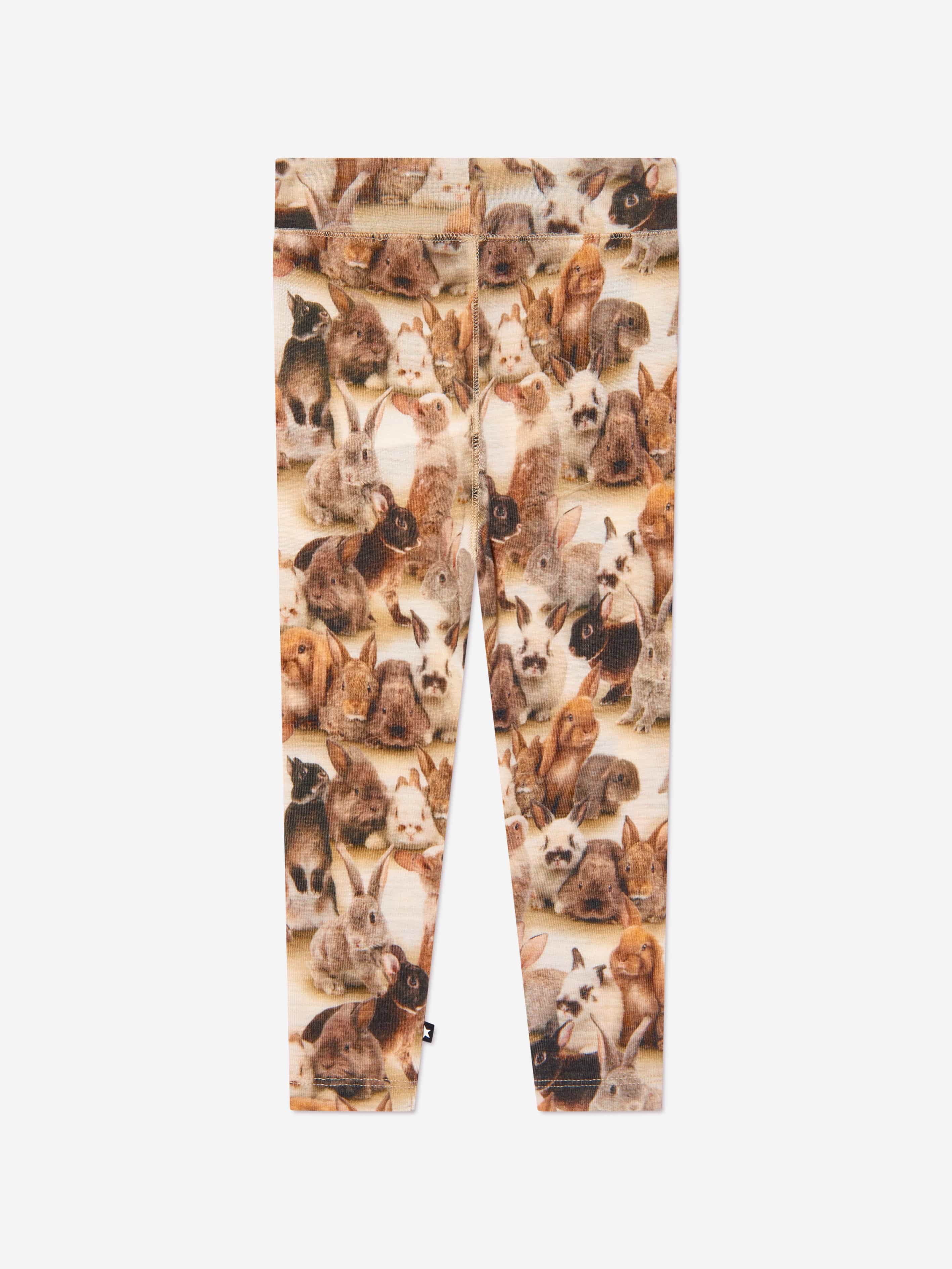 Molo Kids Rabbit Leggings in Beige